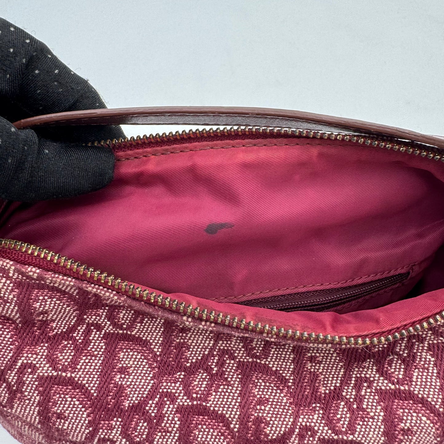 Christian Dior Burgundy Oblique Canvas Mini Handbag