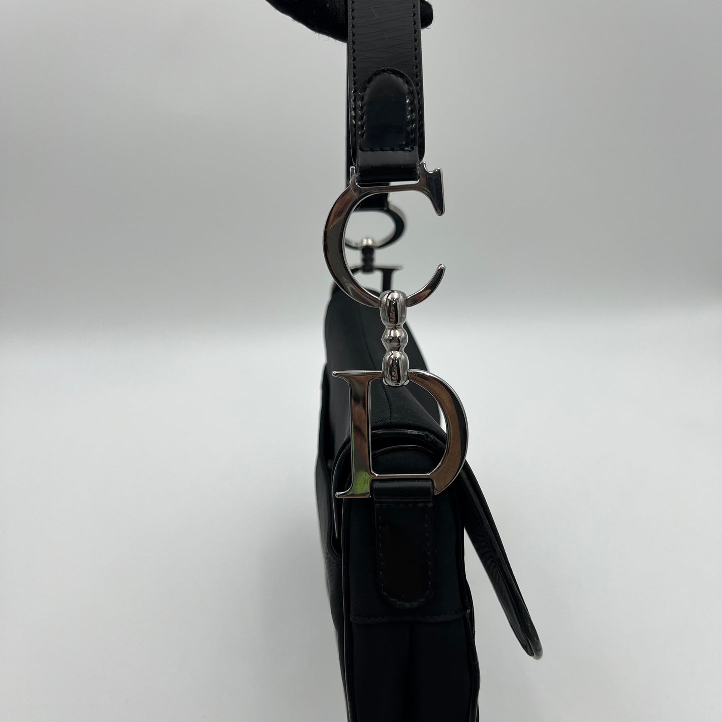 Christian Dior Black Nylon Double Saddle