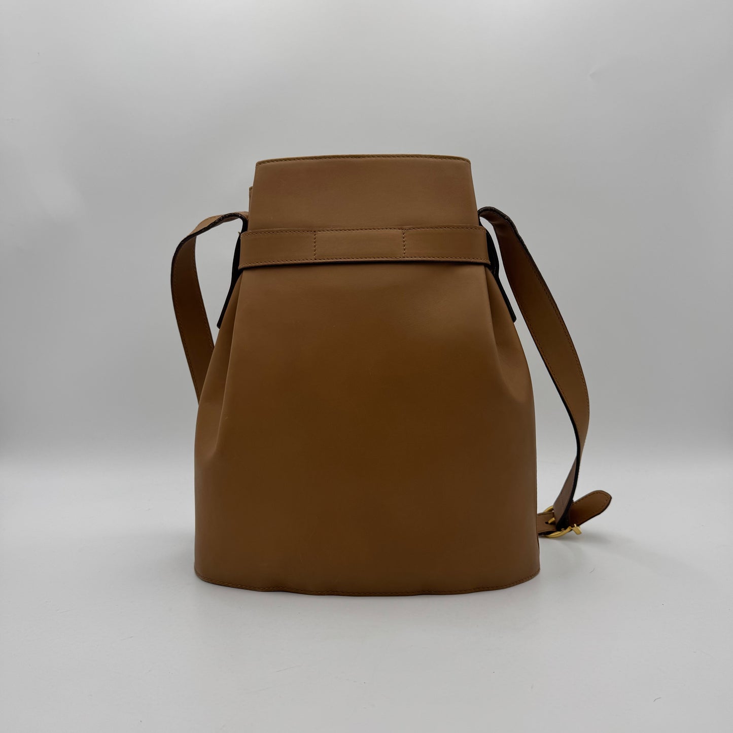 Salvatore Ferragamo Brown Leather Gancini Bucket Bag GHW
