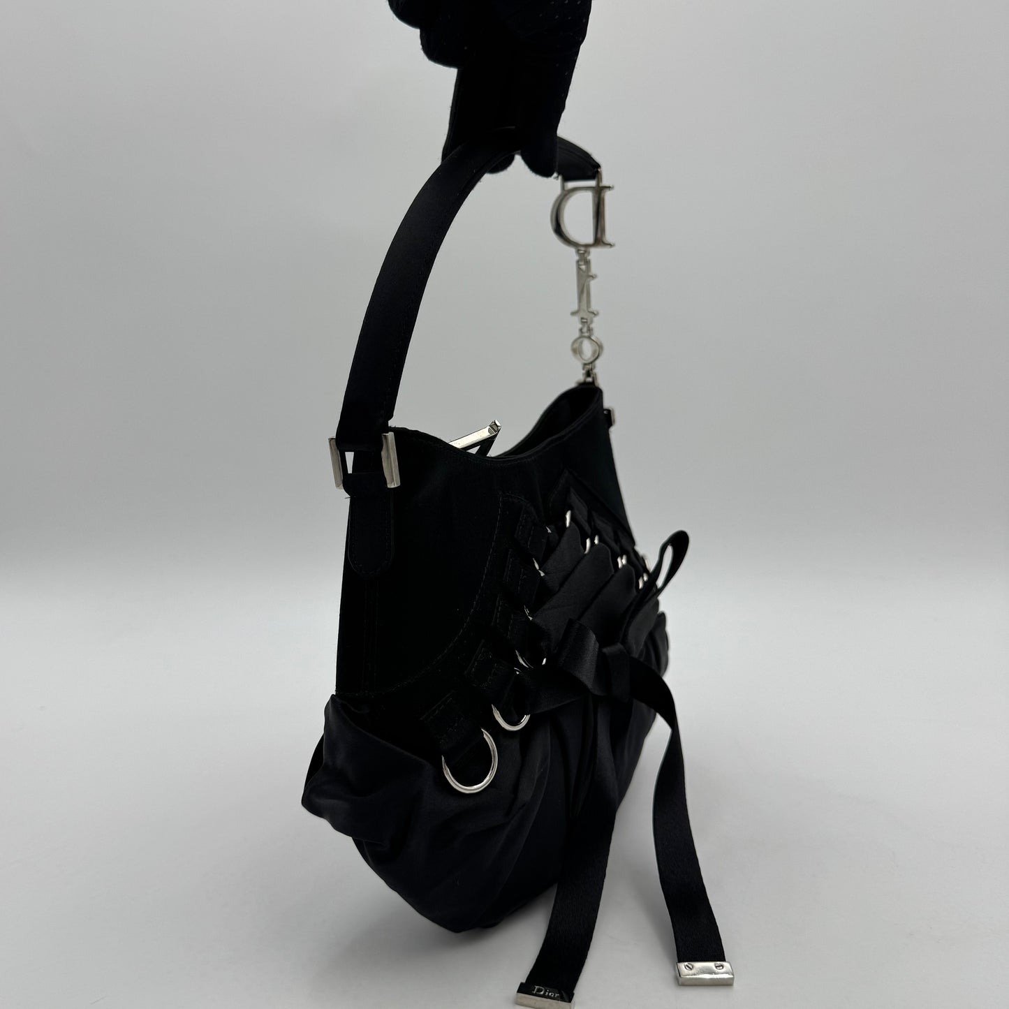 Christian Dior Black Satin Mini Ballet Corset Bag