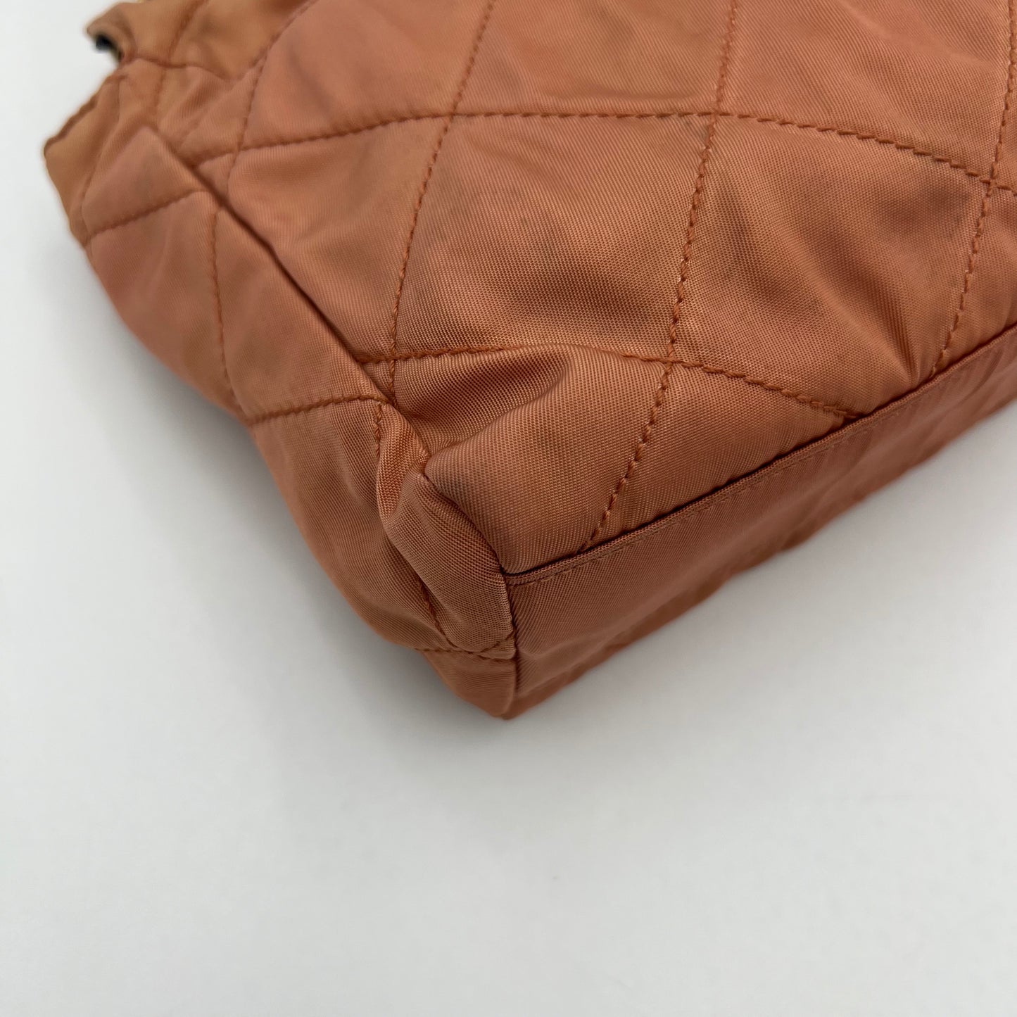 Prada Salmon Pink Quilted Nylon Mini Zip Chain Bag GHW