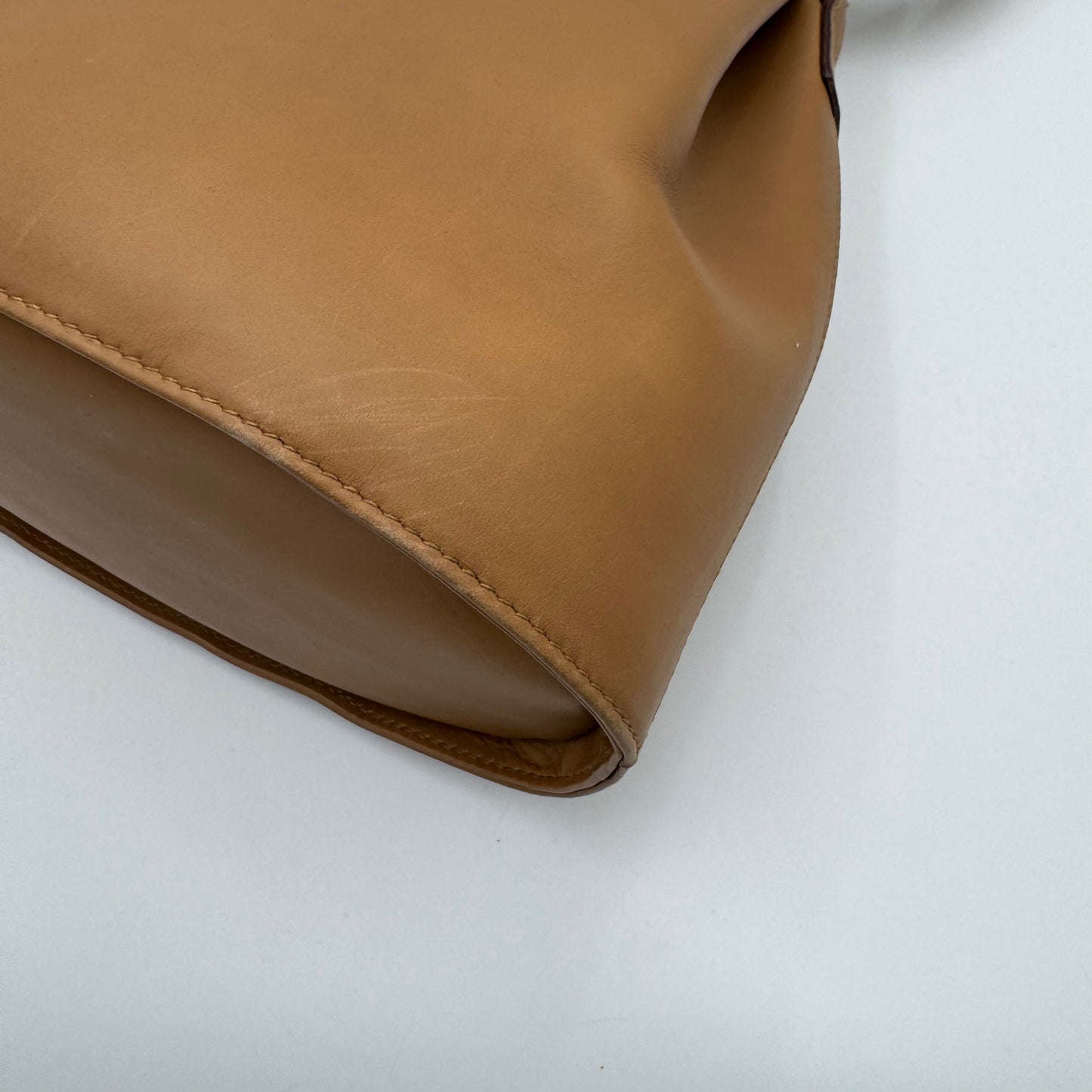 Salvatore Ferragamo Brown Leather Gancini Bucket Bag GHW