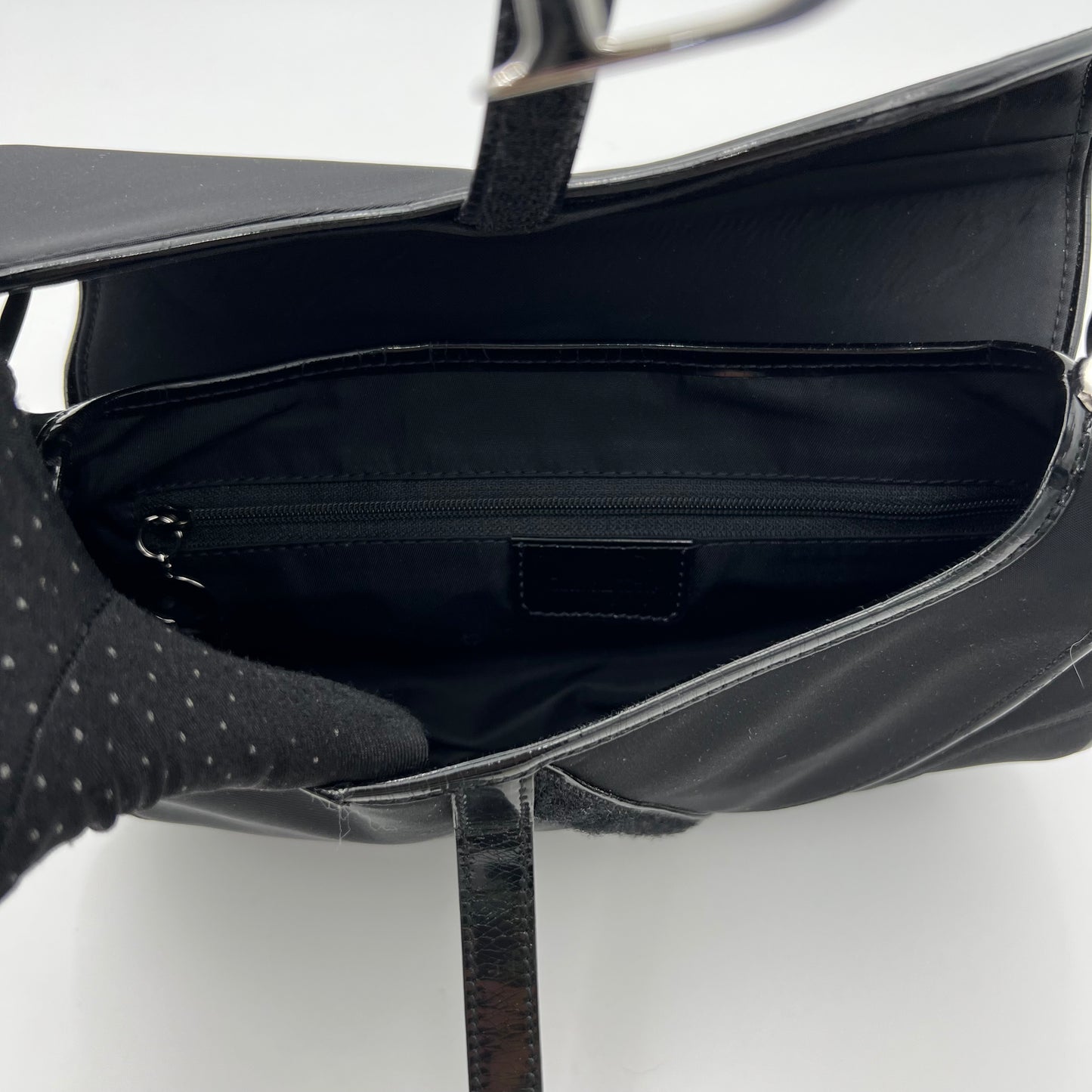 Christian Dior Black Nylon Double Saddle