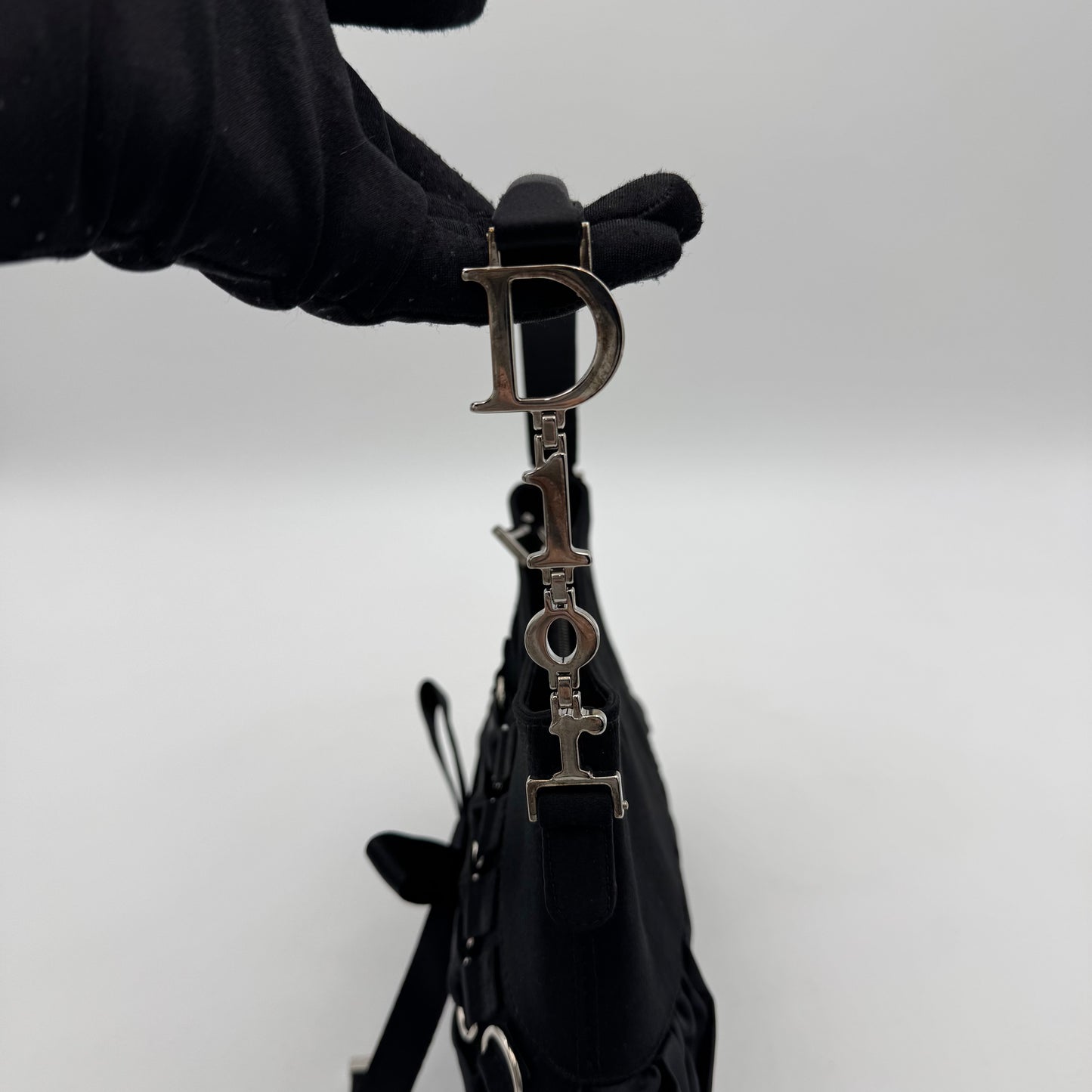 Christian Dior Black Satin Mini Ballet Corset Bag