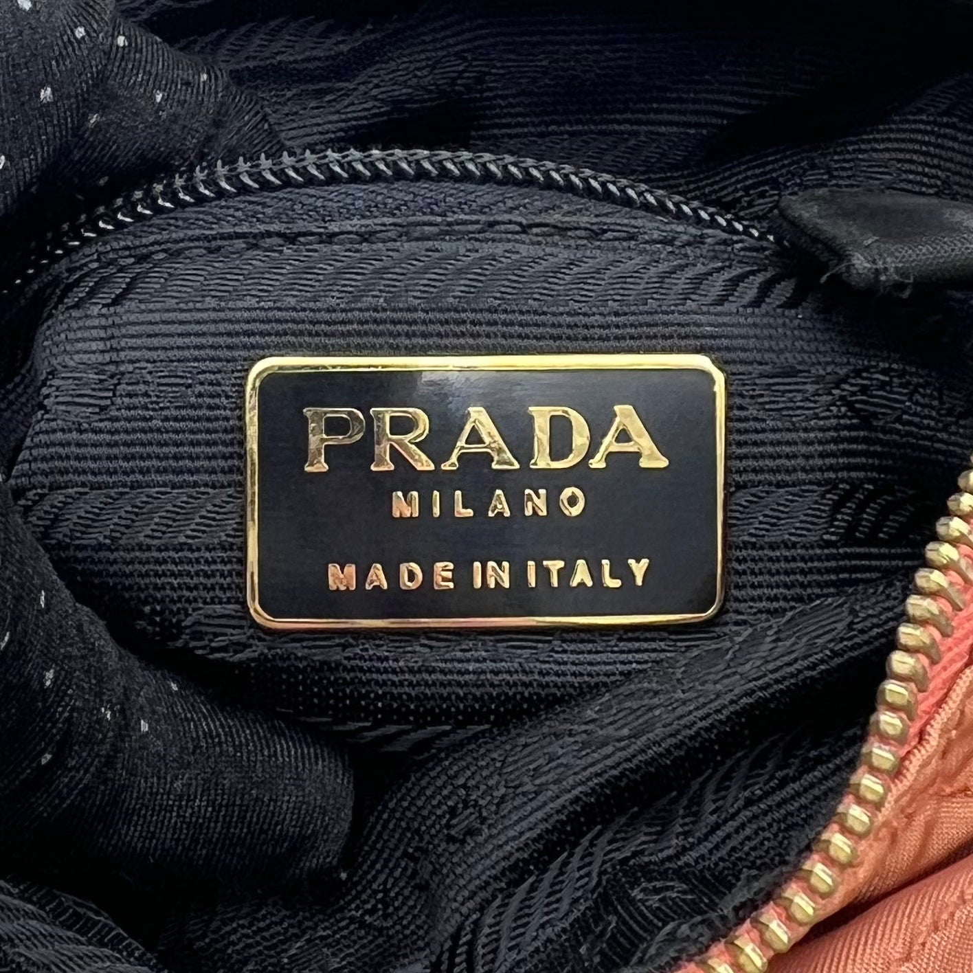 Prada Salmon Pink Quilted Nylon Mini Zip Chain Bag GHW