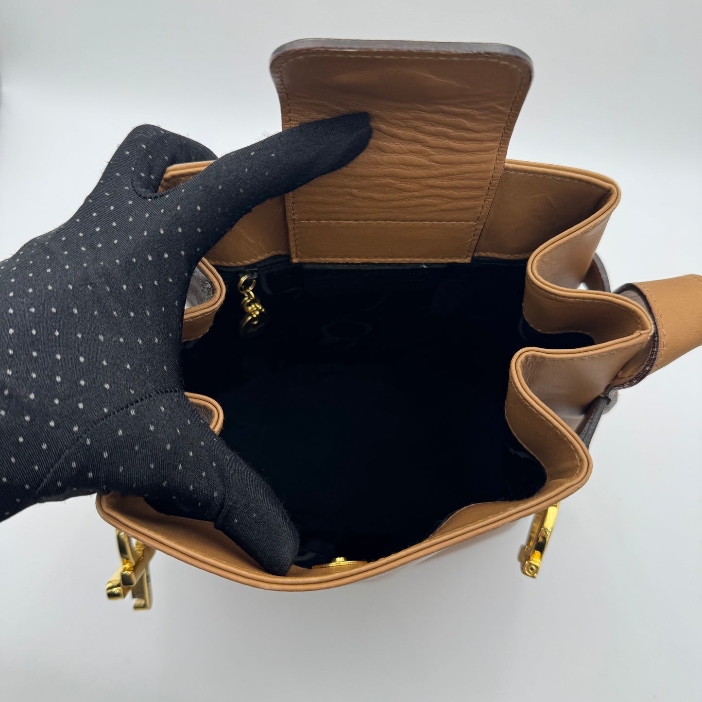 Salvatore Ferragamo Brown Leather Gancini Bucket Bag GHW