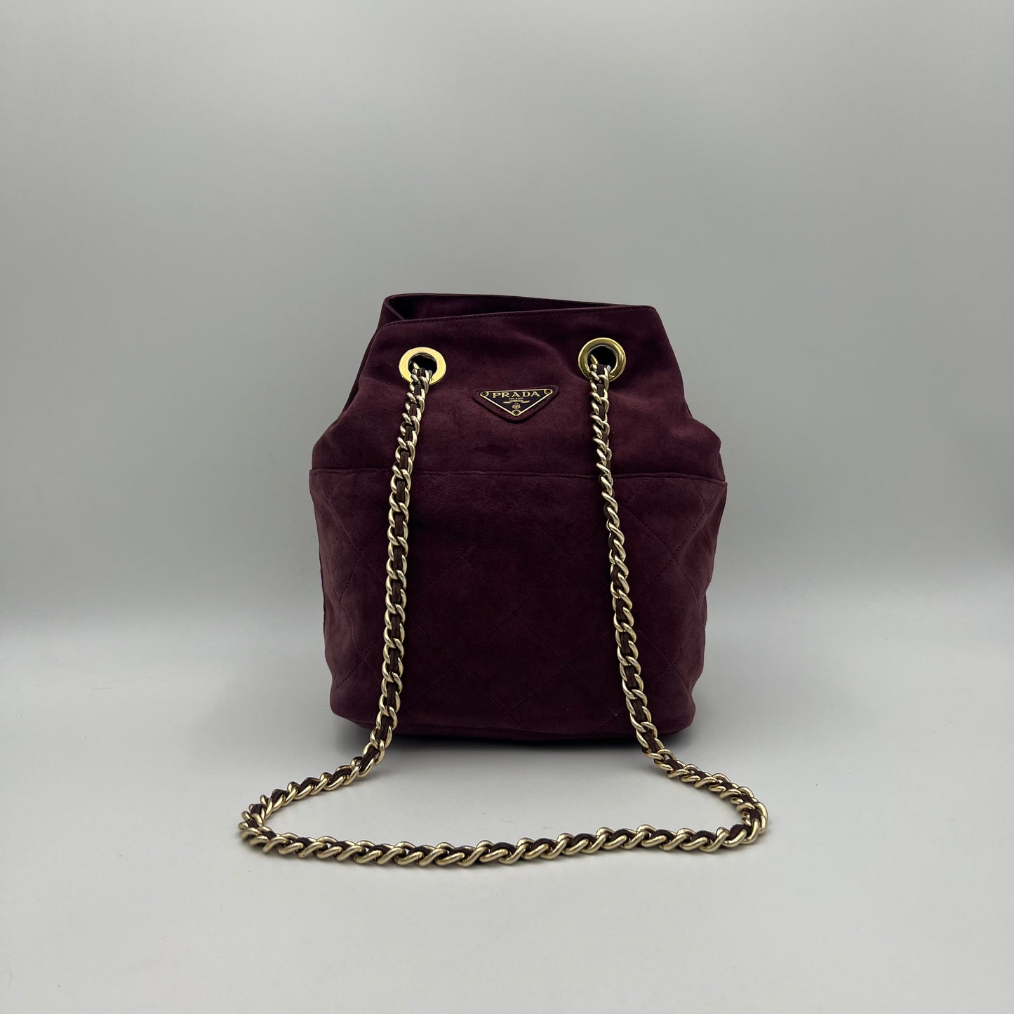 Prada Purple Quilted Suede Open Chain Bag GHW