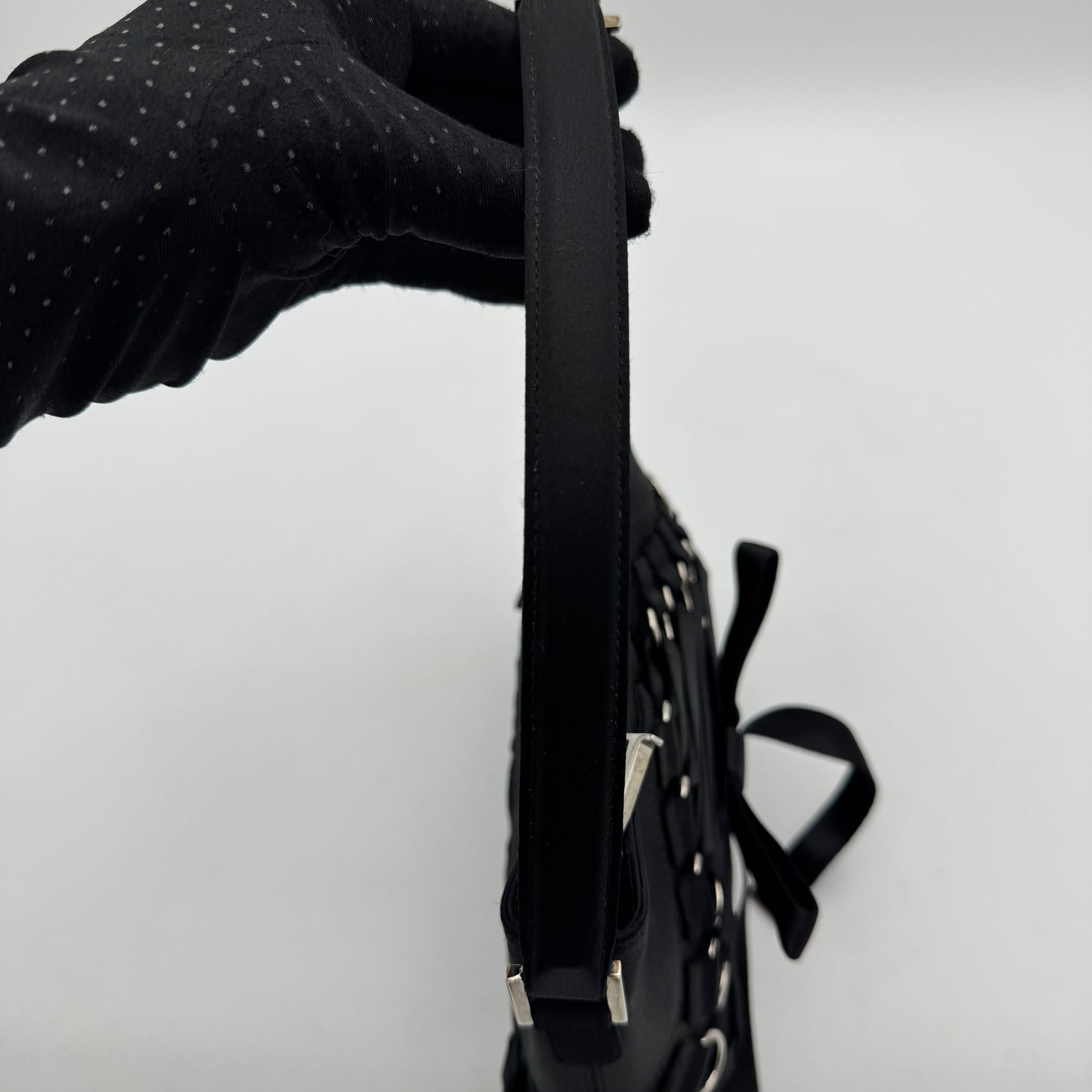Christian Dior Black Satin Mini Ballet Corset Bag