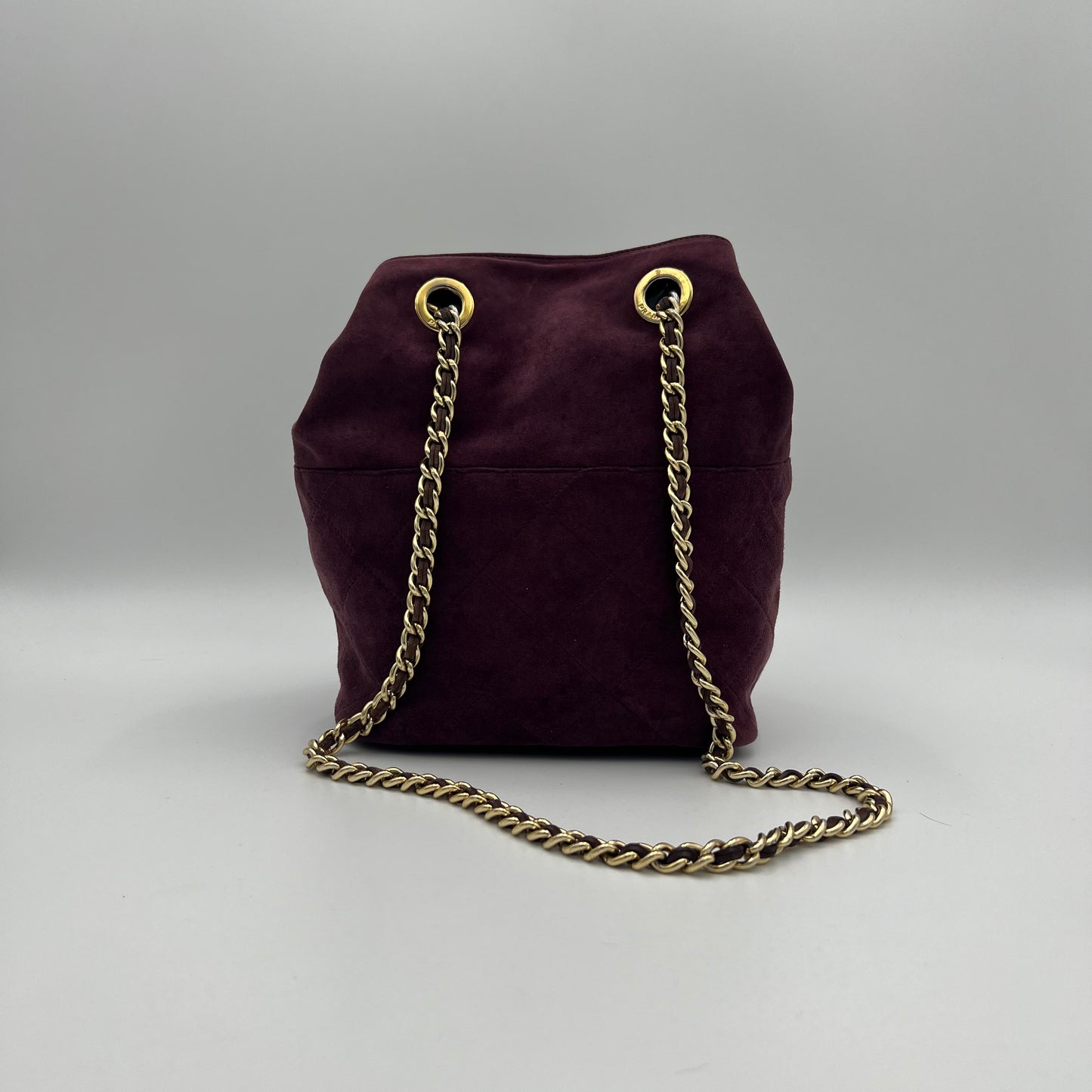 Prada Purple Quilted Suede Open Chain Bag GHW
