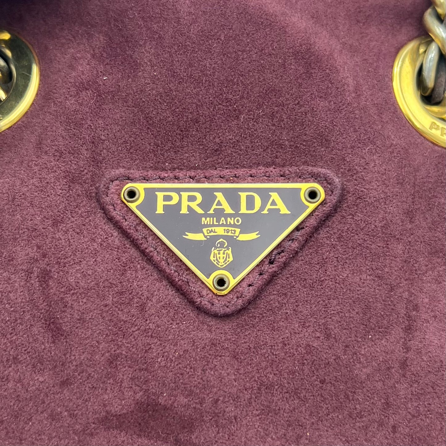 Prada Purple Quilted Suede Open Chain Bag GHW