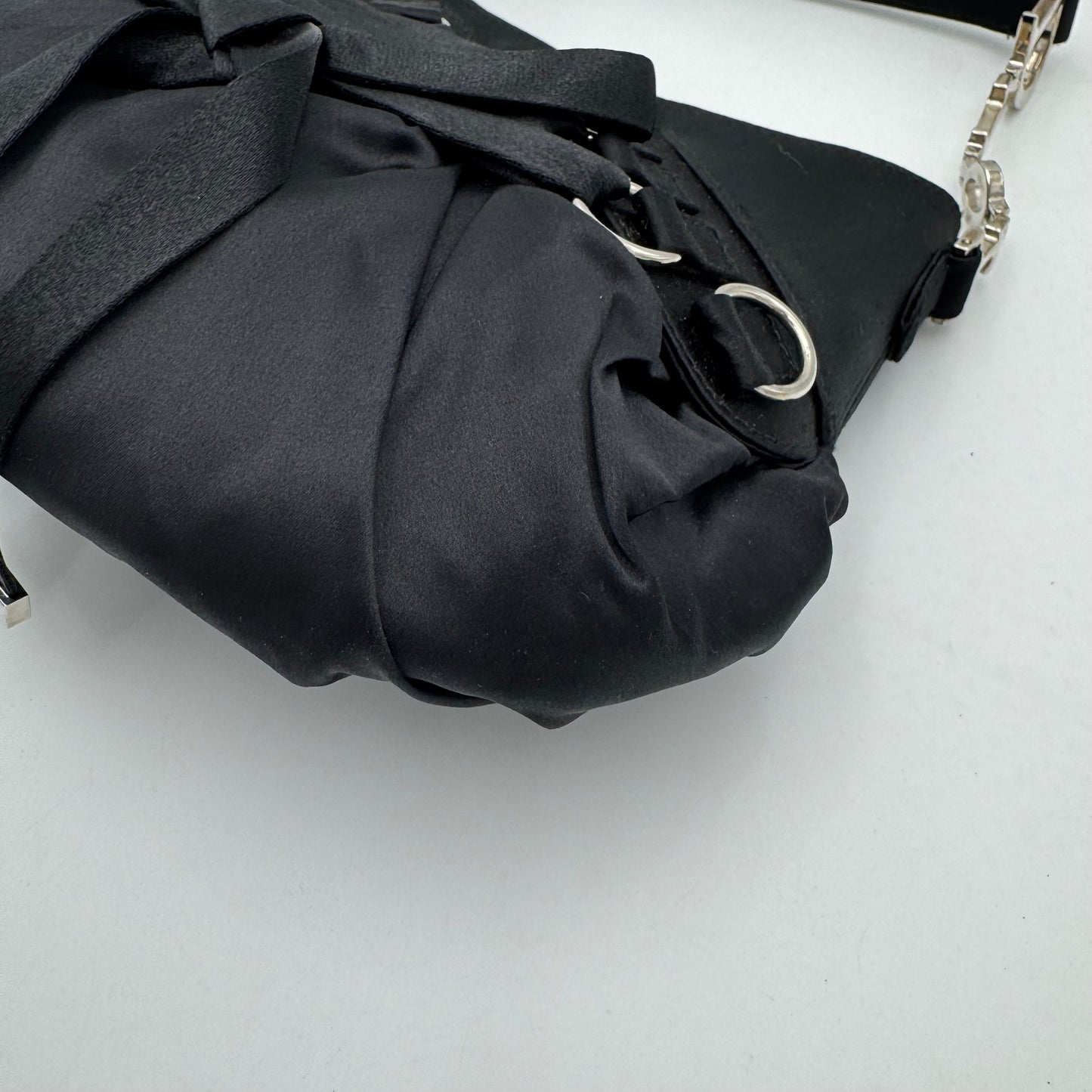 Christian Dior Black Satin Mini Ballet Corset Bag