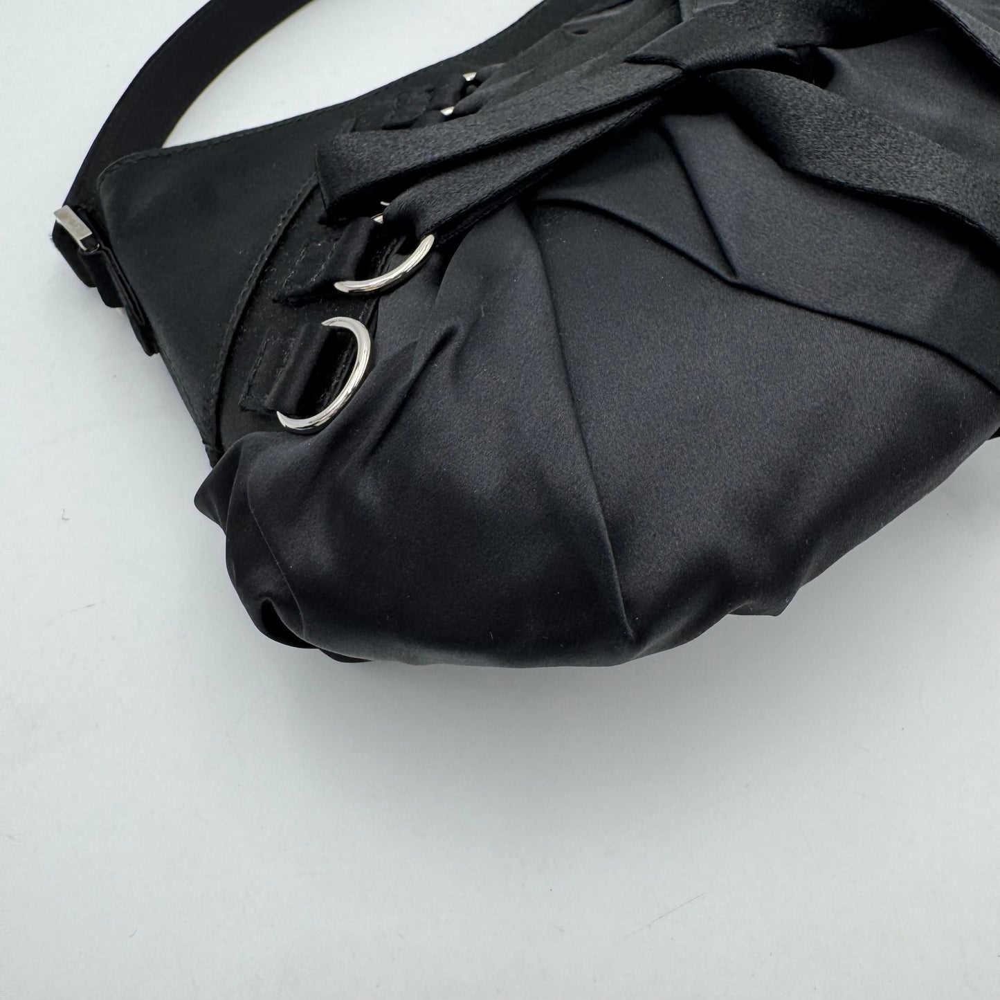 Christian Dior Black Satin Mini Ballet Corset Bag