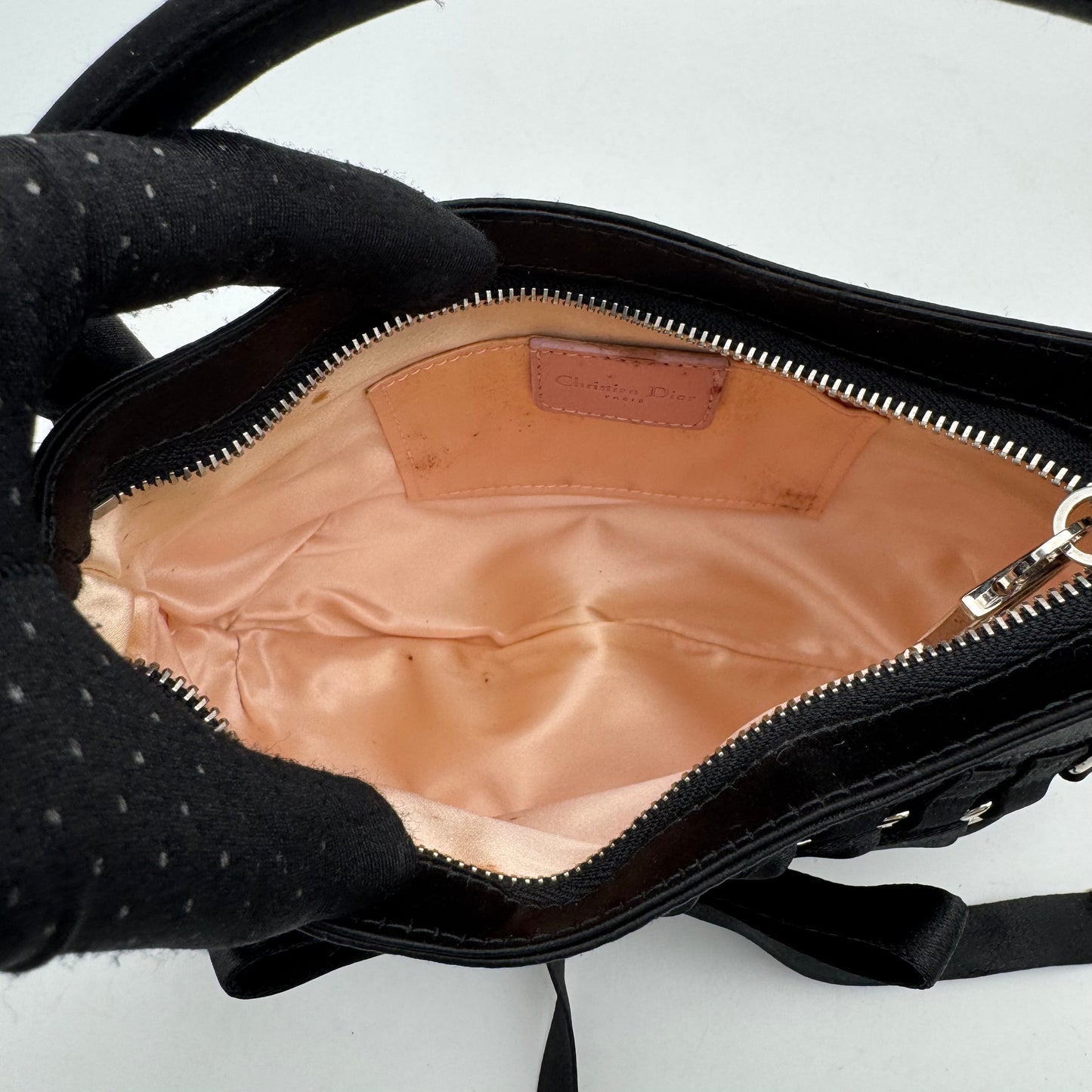Christian Dior Black Satin Mini Ballet Corset Bag