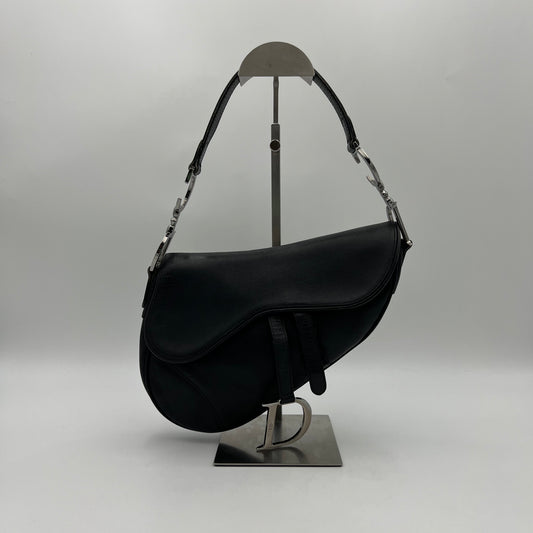 Christian Dior Black Leather Saddle SHW