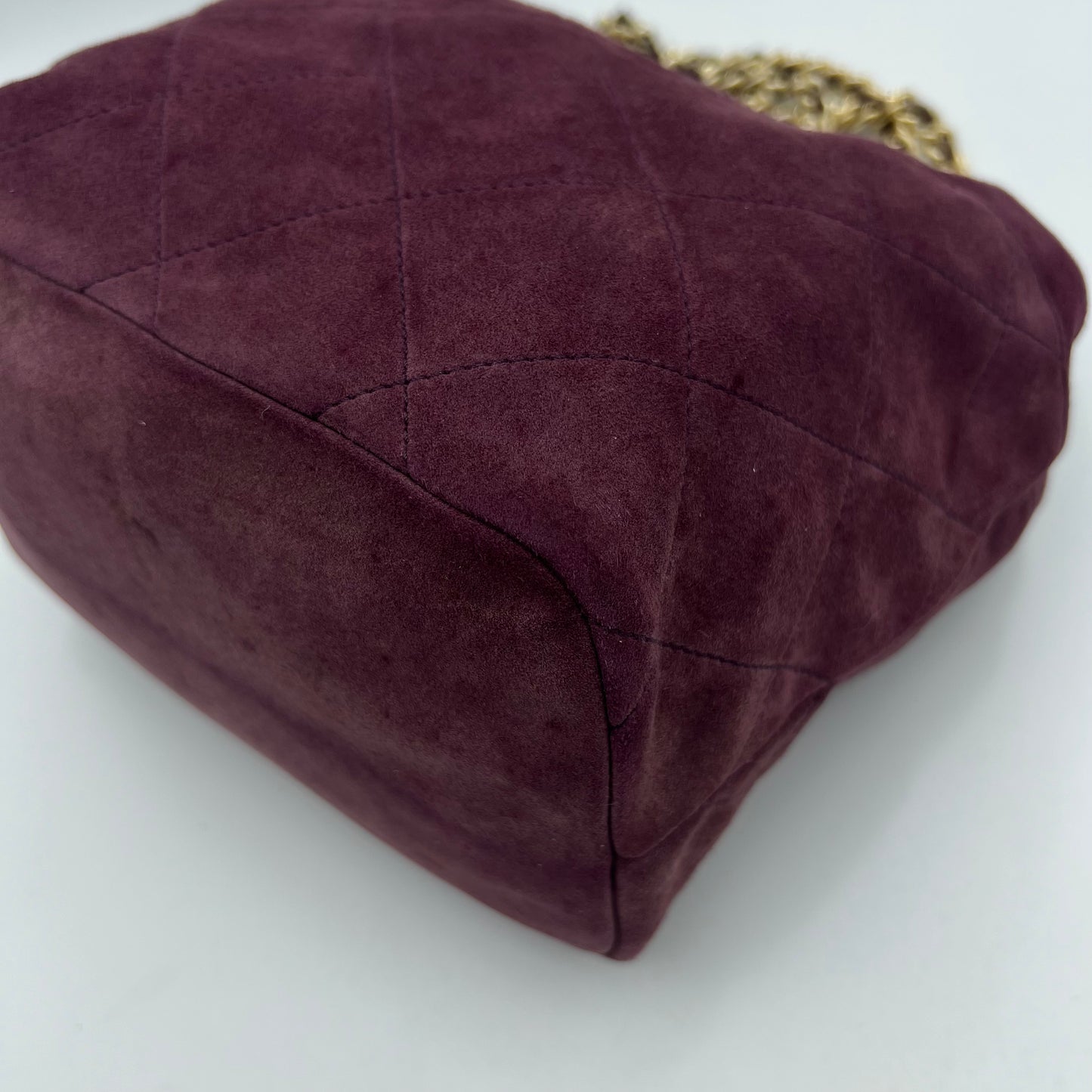 Prada Purple Quilted Suede Open Chain Bag GHW