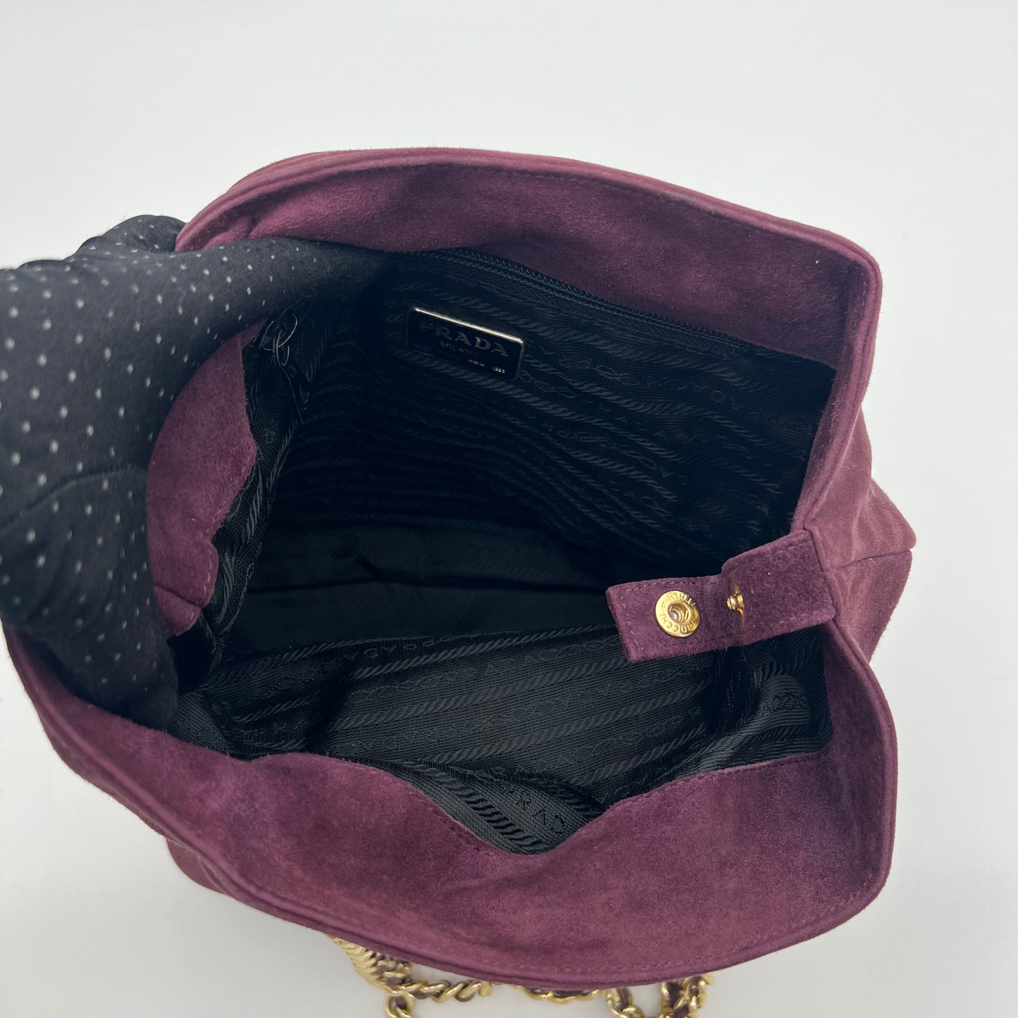 Prada Purple Quilted Suede Open Chain Bag GHW