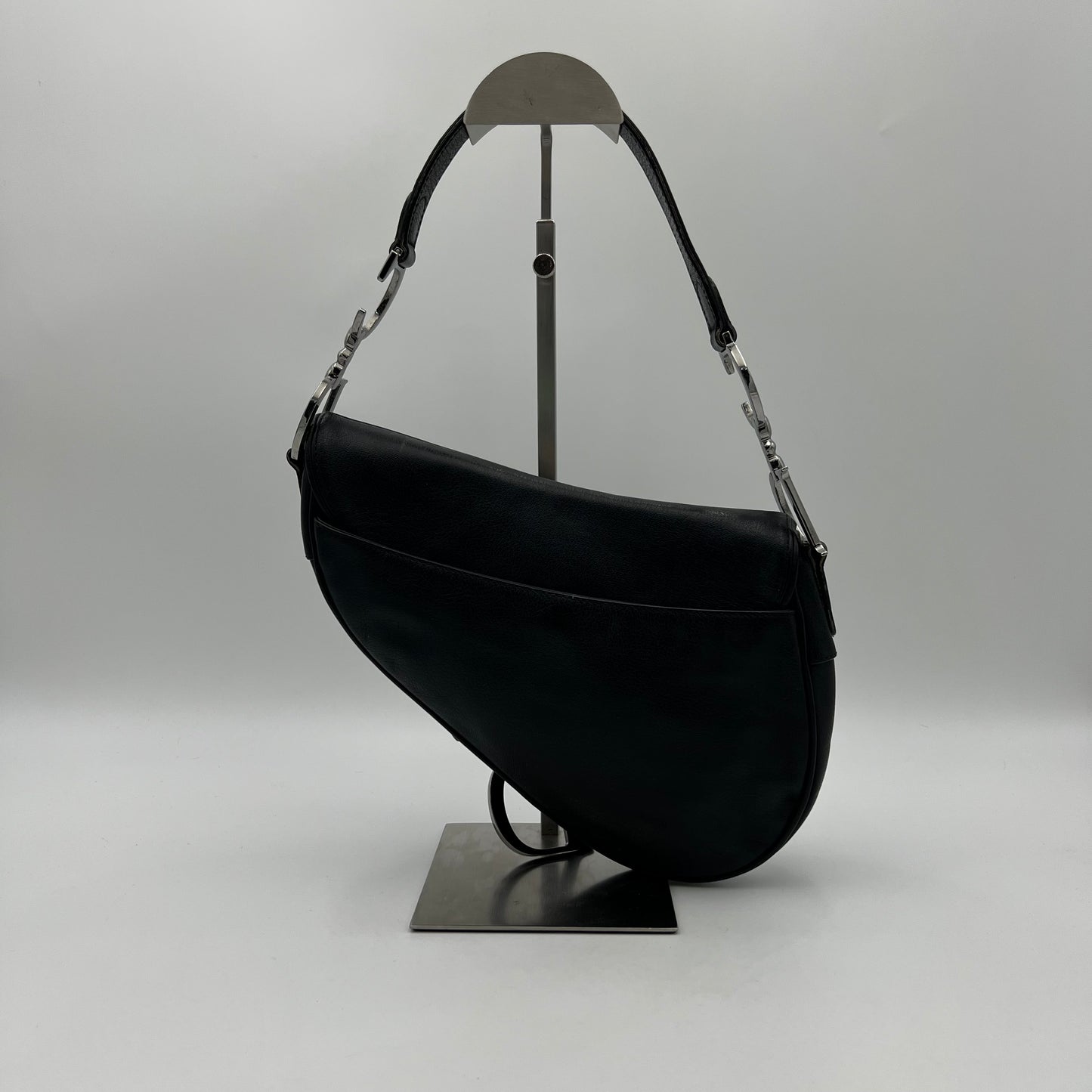 Christian Dior Black Leather Saddle SHW