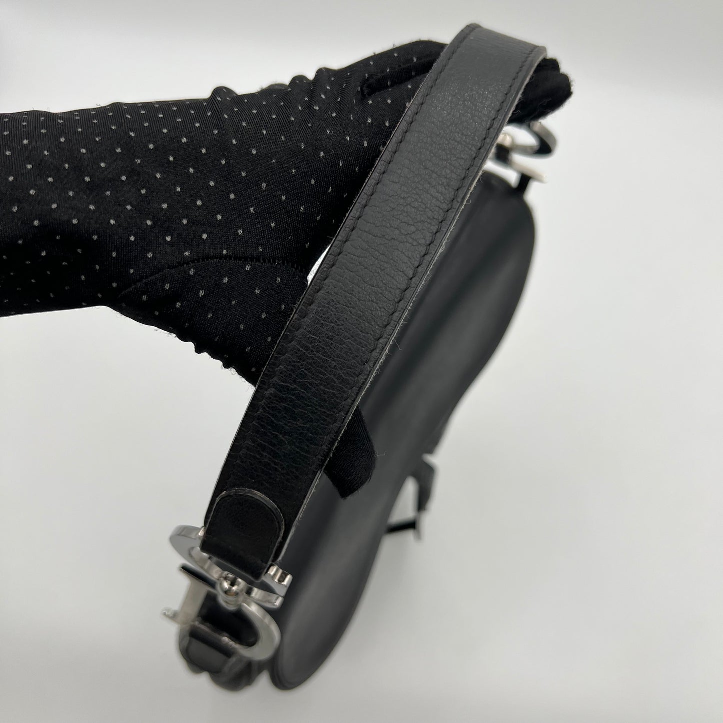 Christian Dior Black Leather Saddle SHW