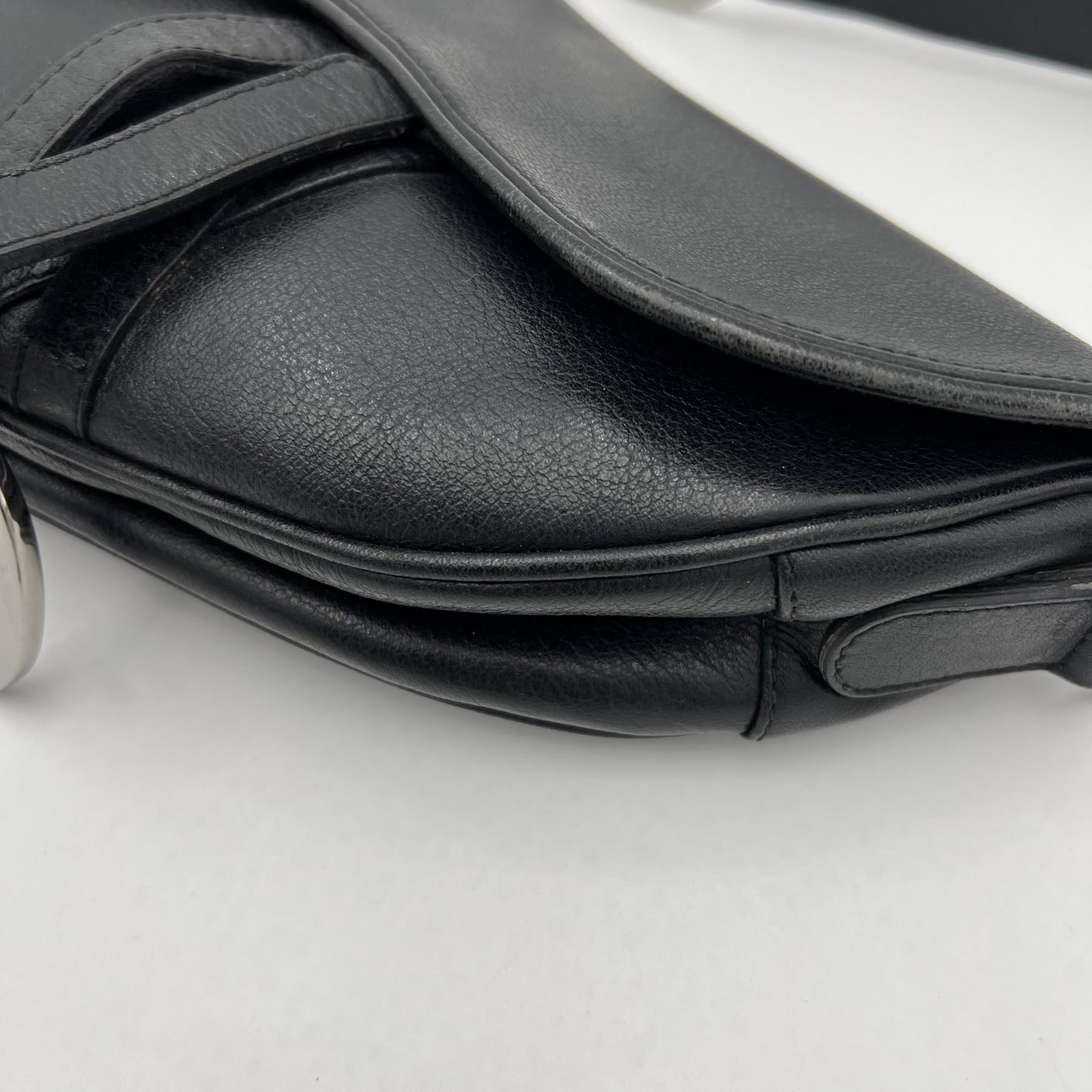 Christian Dior Black Leather Saddle SHW
