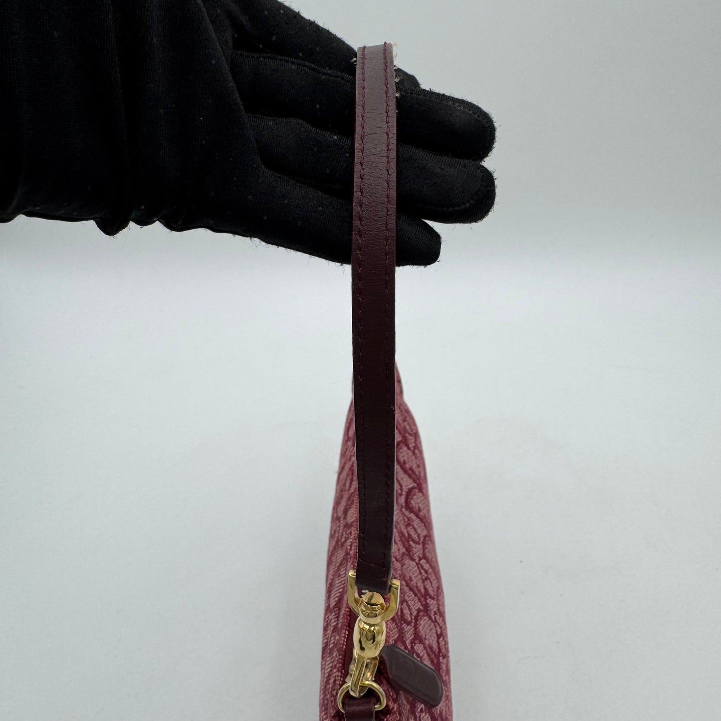 Christian Dior Burgundy Oblique Canvas Mini Saddle Pochette GHW