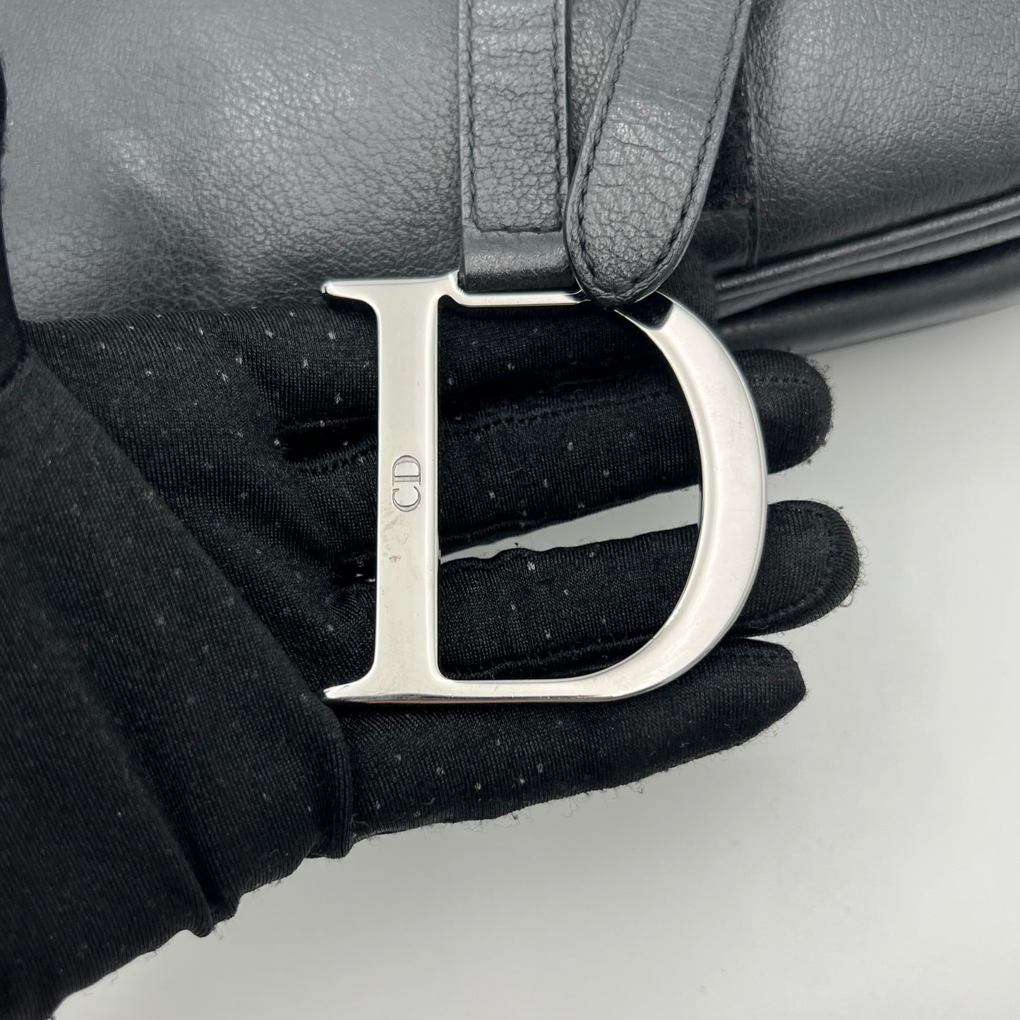 Christian Dior Black Leather Saddle SHW