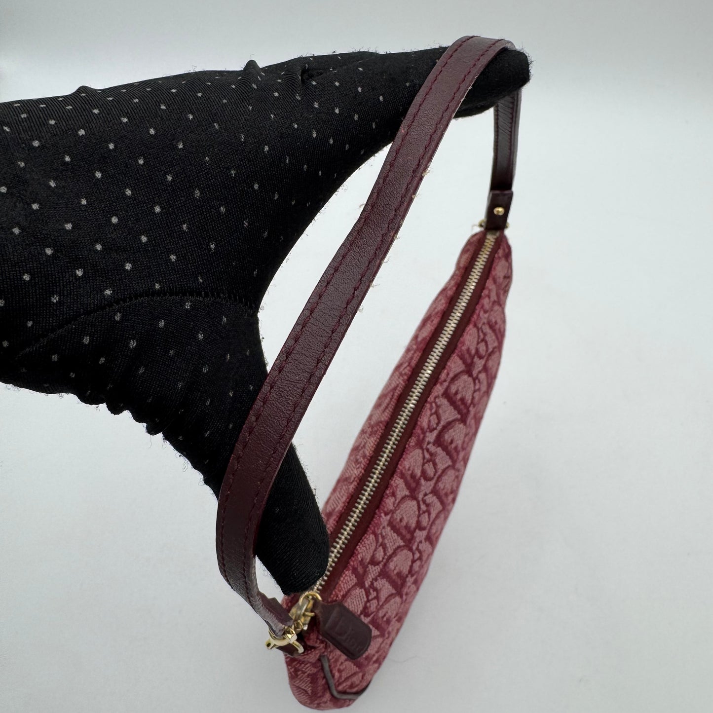 Christian Dior Burgundy Oblique Canvas Mini Saddle Pochette GHW