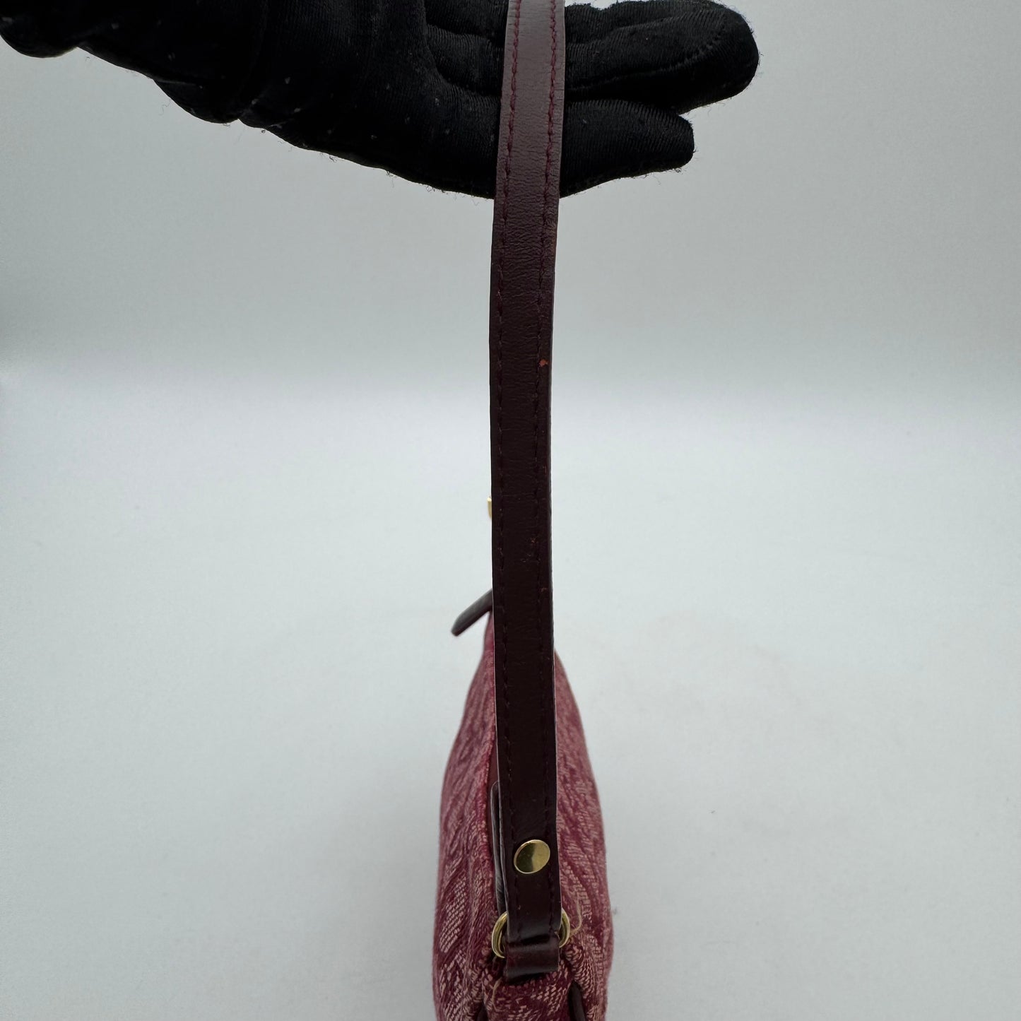 Christian Dior Burgundy Oblique Canvas Mini Saddle Pochette GHW