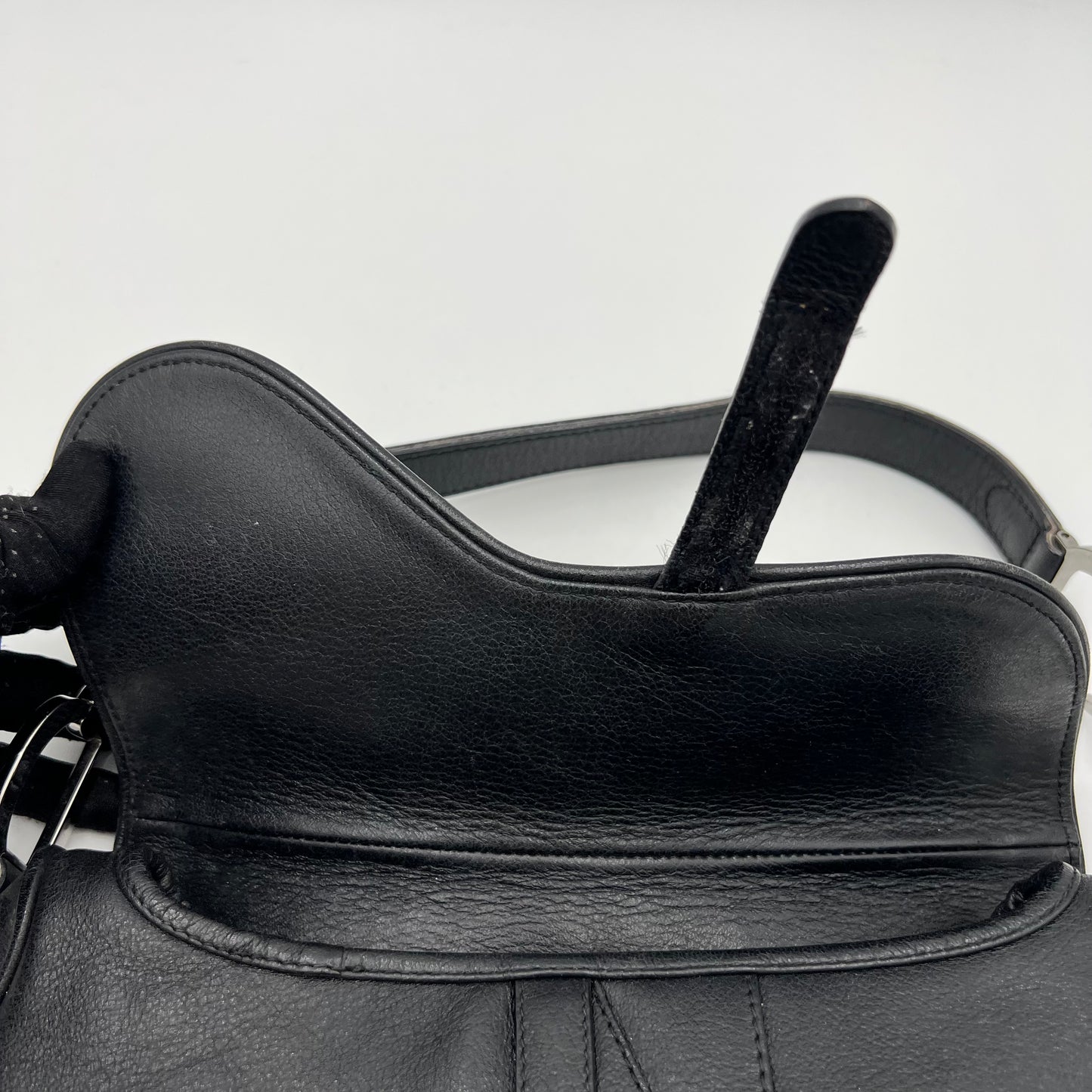 Christian Dior Black Leather Saddle SHW