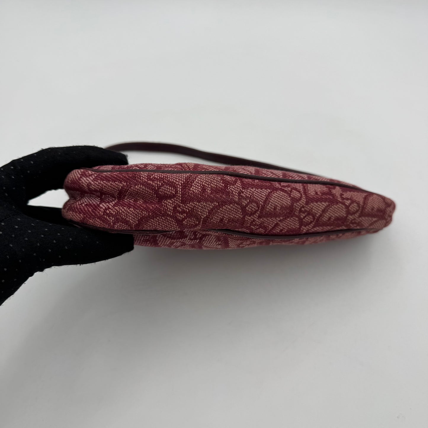 Christian Dior Burgundy Oblique Canvas Mini Saddle Pochette GHW