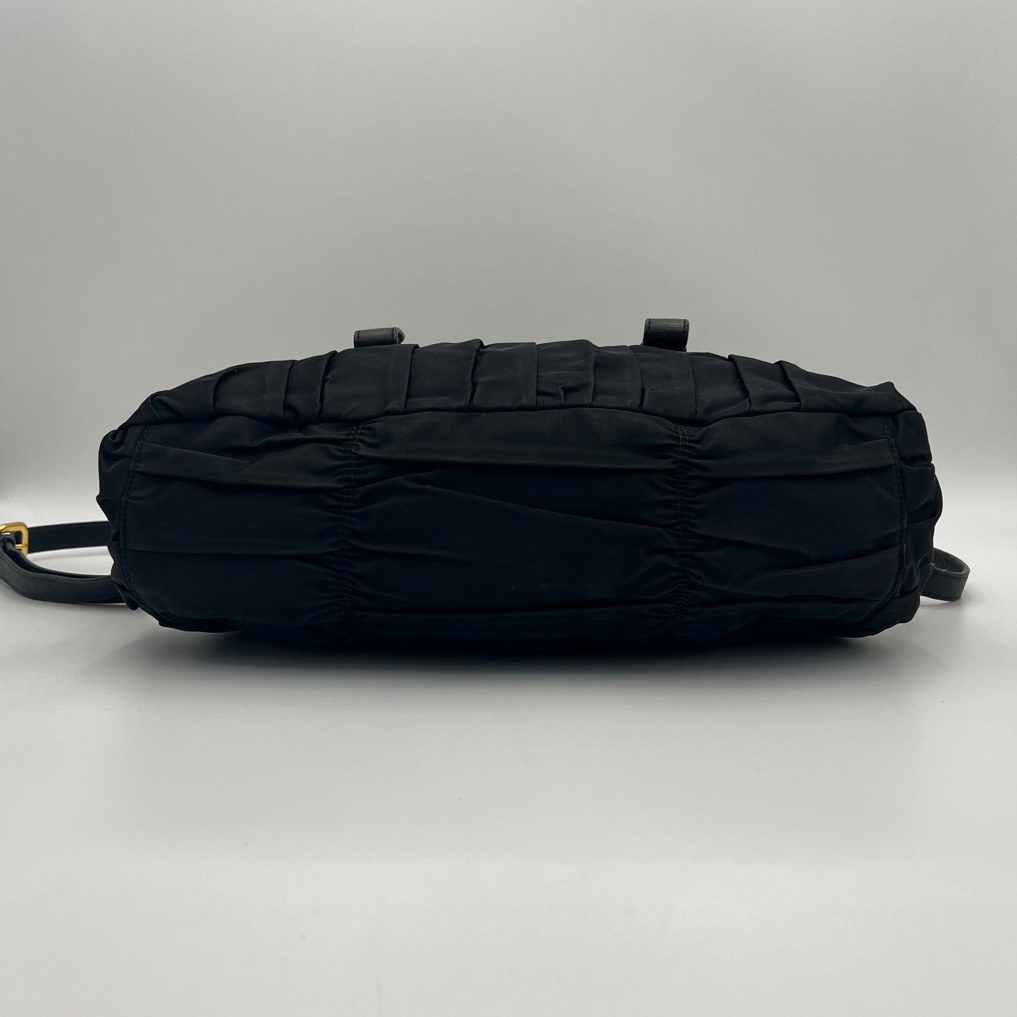 Prada Black Tessuto and Leather Long Strap Shoulder Bag