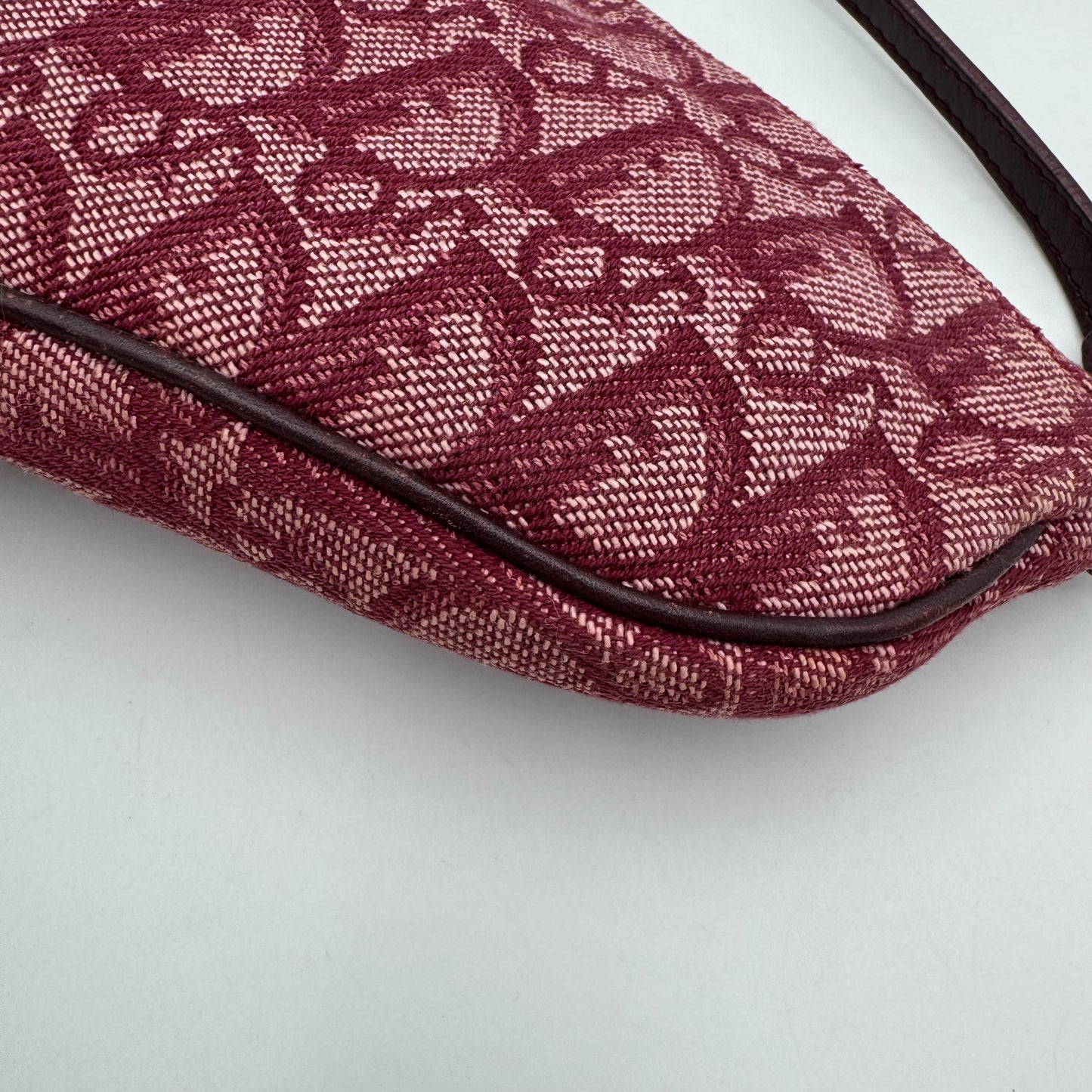 Christian Dior Burgundy Oblique Canvas Mini Saddle Pochette GHW