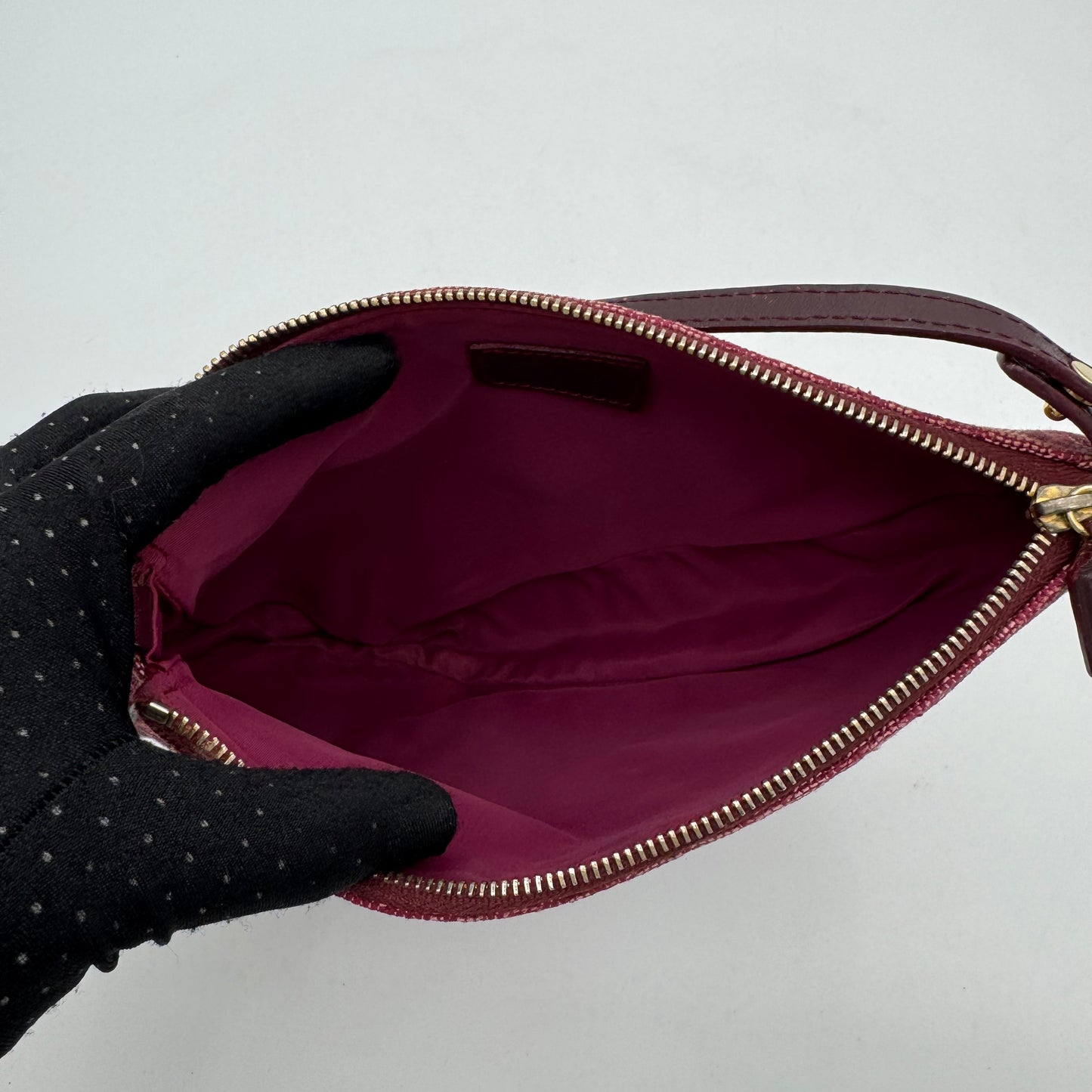 Christian Dior Burgundy Oblique Canvas Mini Saddle Pochette GHW