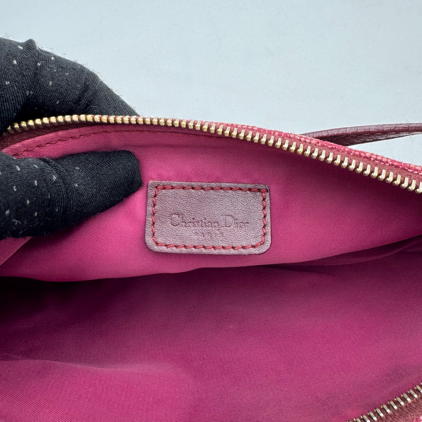 Christian Dior Burgundy Oblique Canvas Mini Saddle Pochette GHW