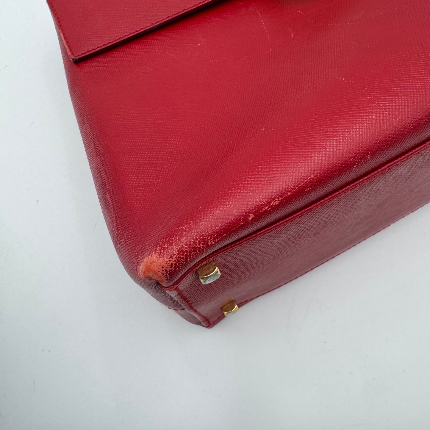 Salvatore Ferragamo Red Leather Gancini Top Handle Kelly