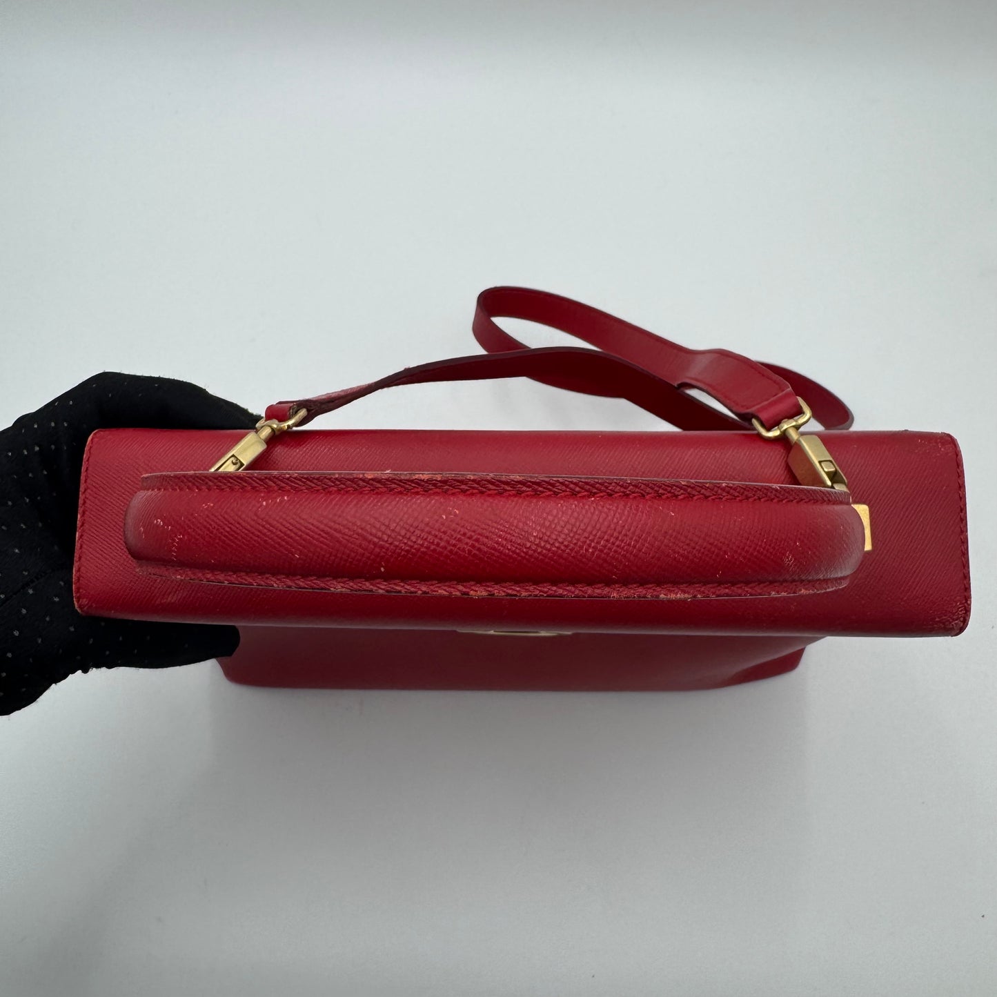 Salvatore Ferragamo Red Leather Gancini Top Handle Kelly