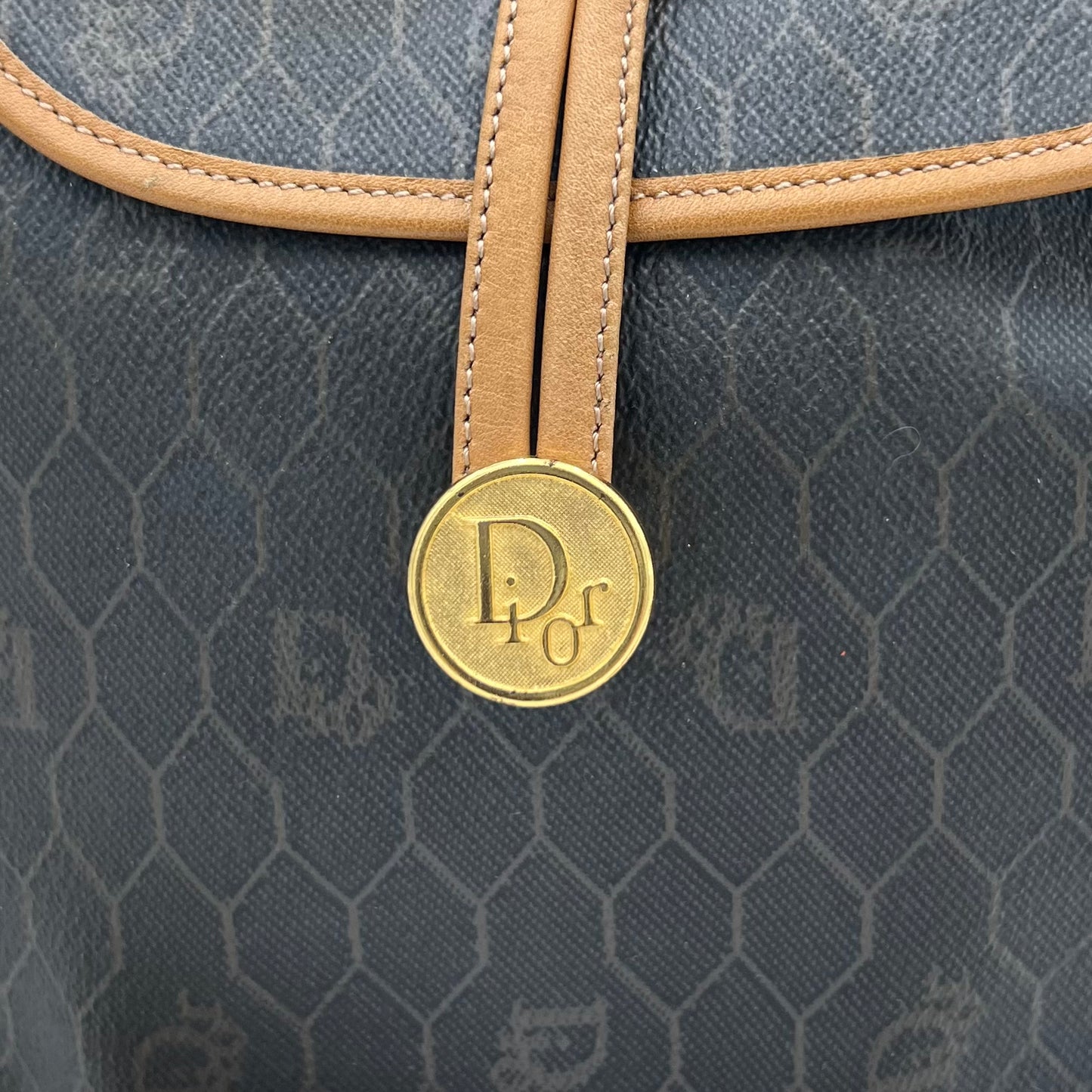 Christian Dior Dark Honeycomb Bucket Flap Crossbody