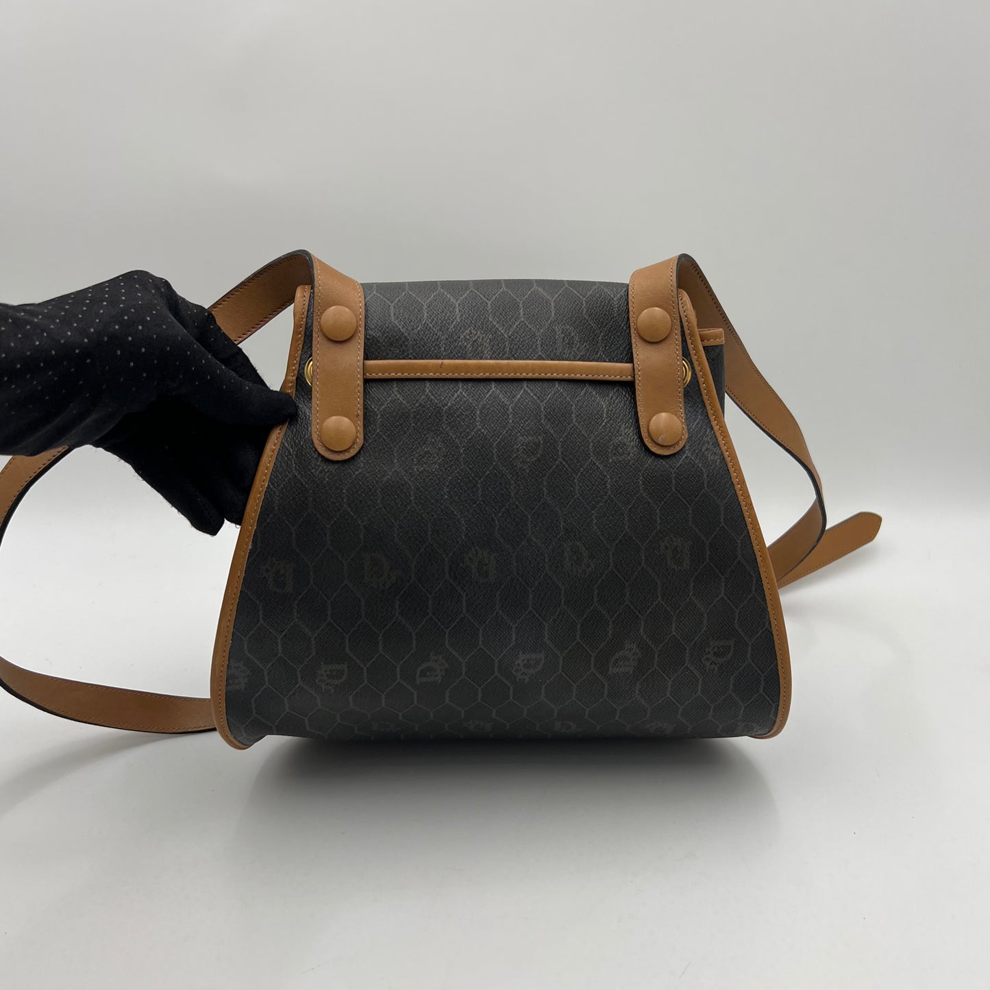 Christian Dior Dark Honeycomb Bucket Flap Crossbody