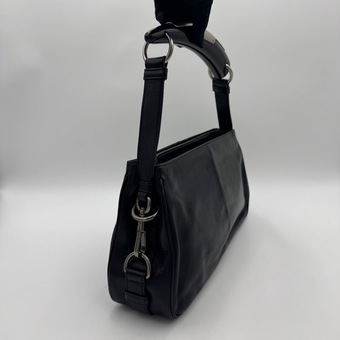 YSL Black Leather Rive Gauche Mombasa SHW