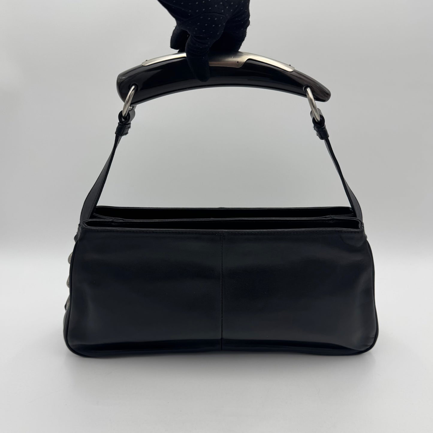 YSL Black Leather Rive Gauche Mombasa SHW