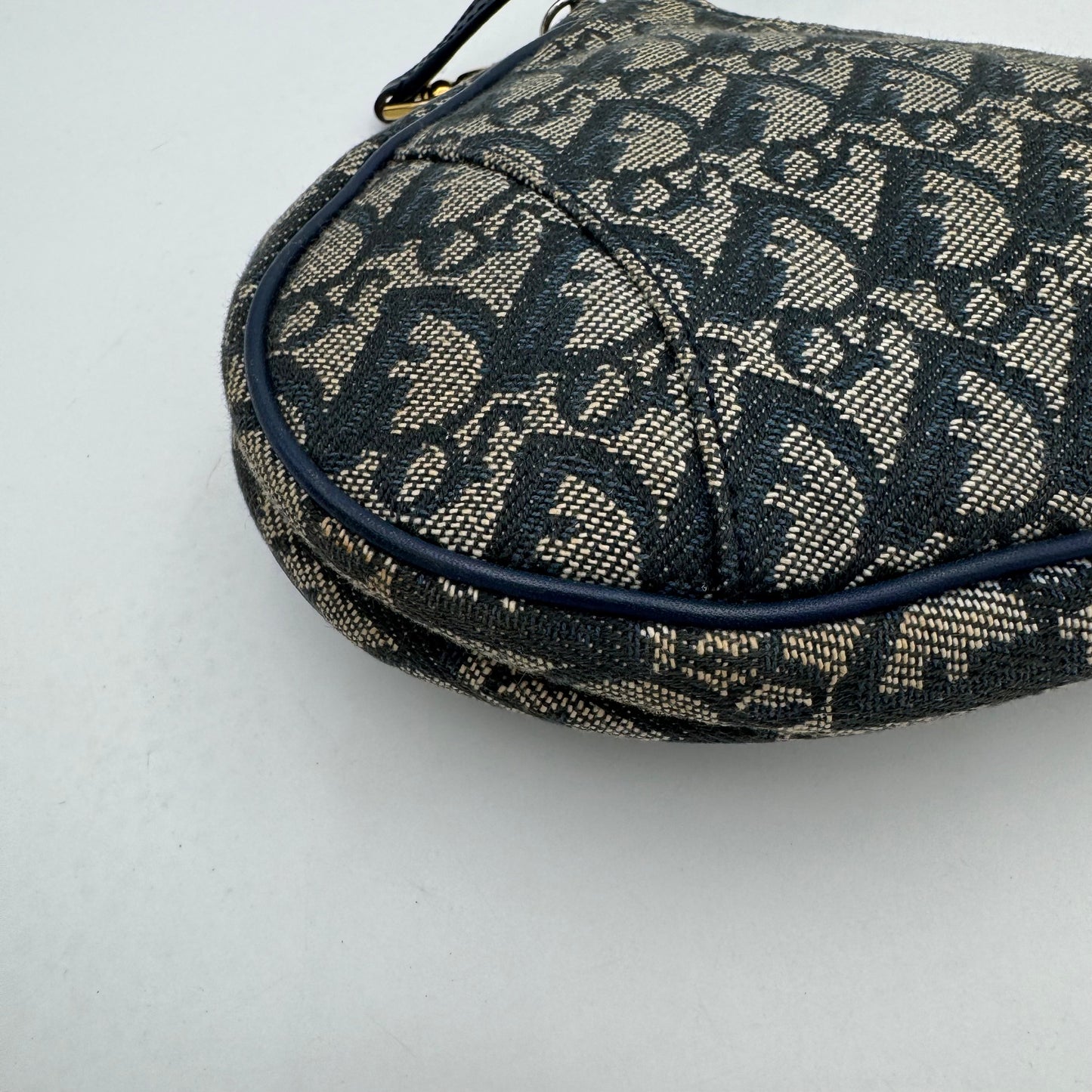Christian Dior Blue Monogram Mini Saddle Pochette
