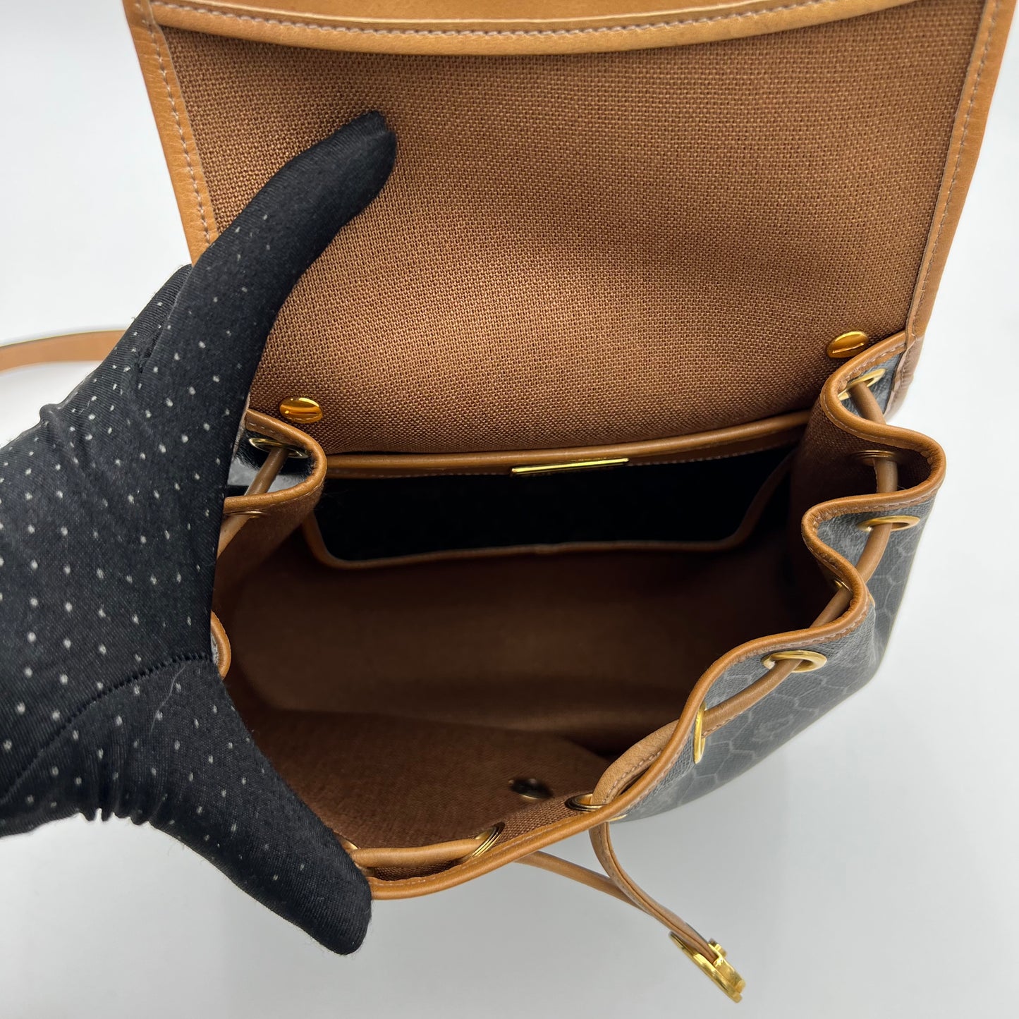 Christian Dior Dark Honeycomb Bucket Flap Crossbody