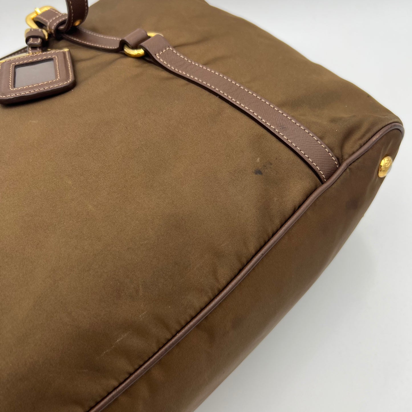 Prada Brown Tessuto and Saffiano Tote with Long Strap
