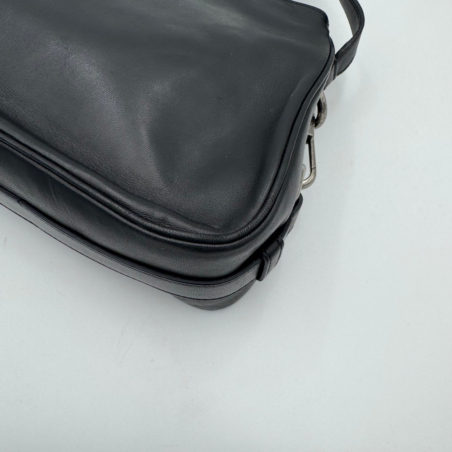 YSL Black Leather Rive Gauche Mombasa SHW