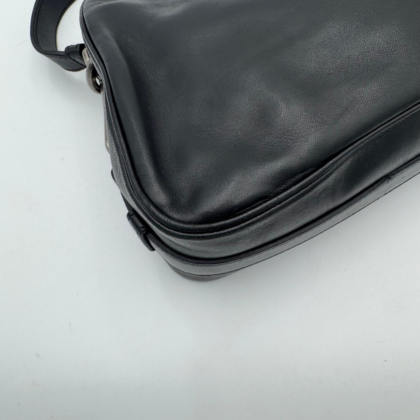 YSL Black Leather Rive Gauche Mombasa SHW