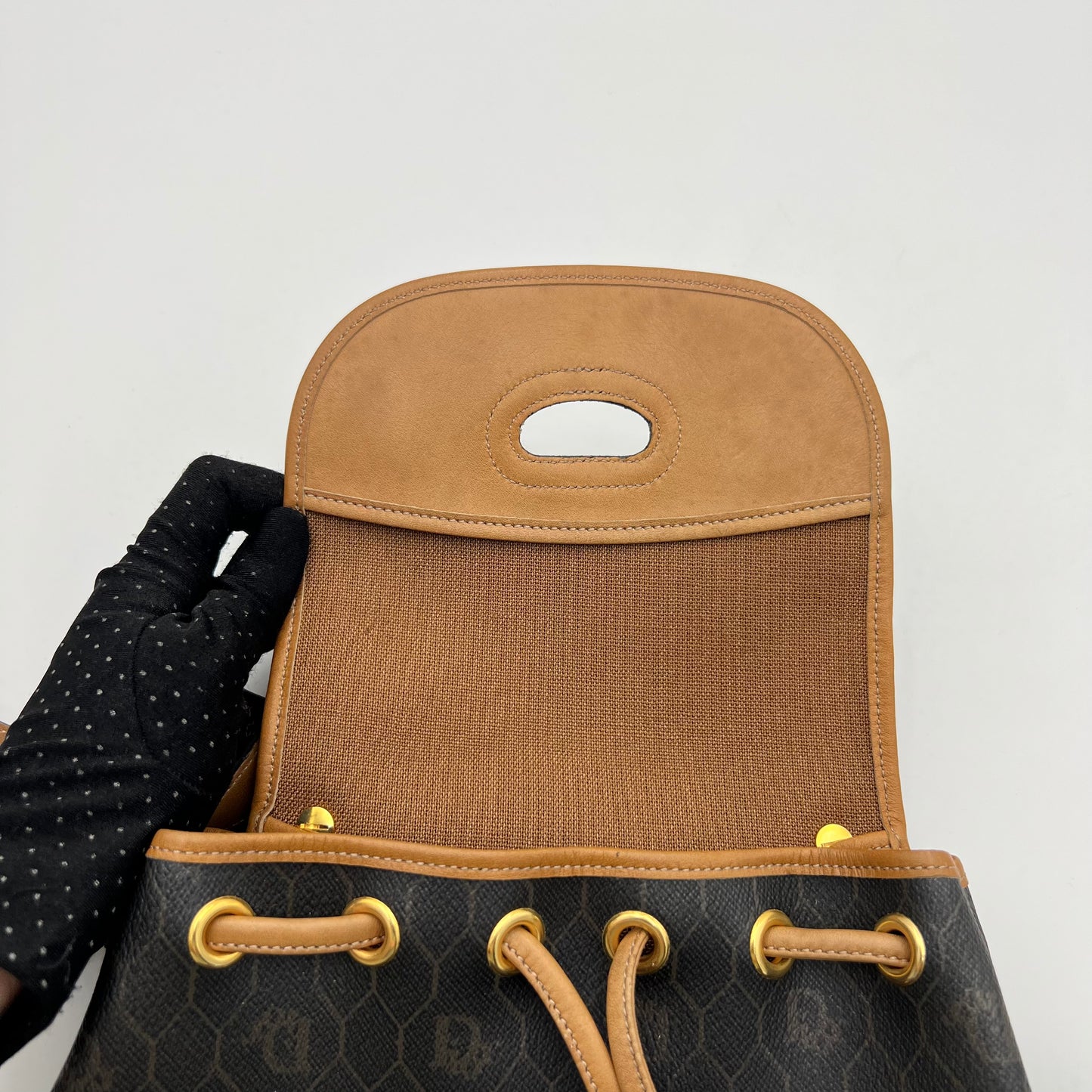 Christian Dior Dark Honeycomb Bucket Flap Crossbody