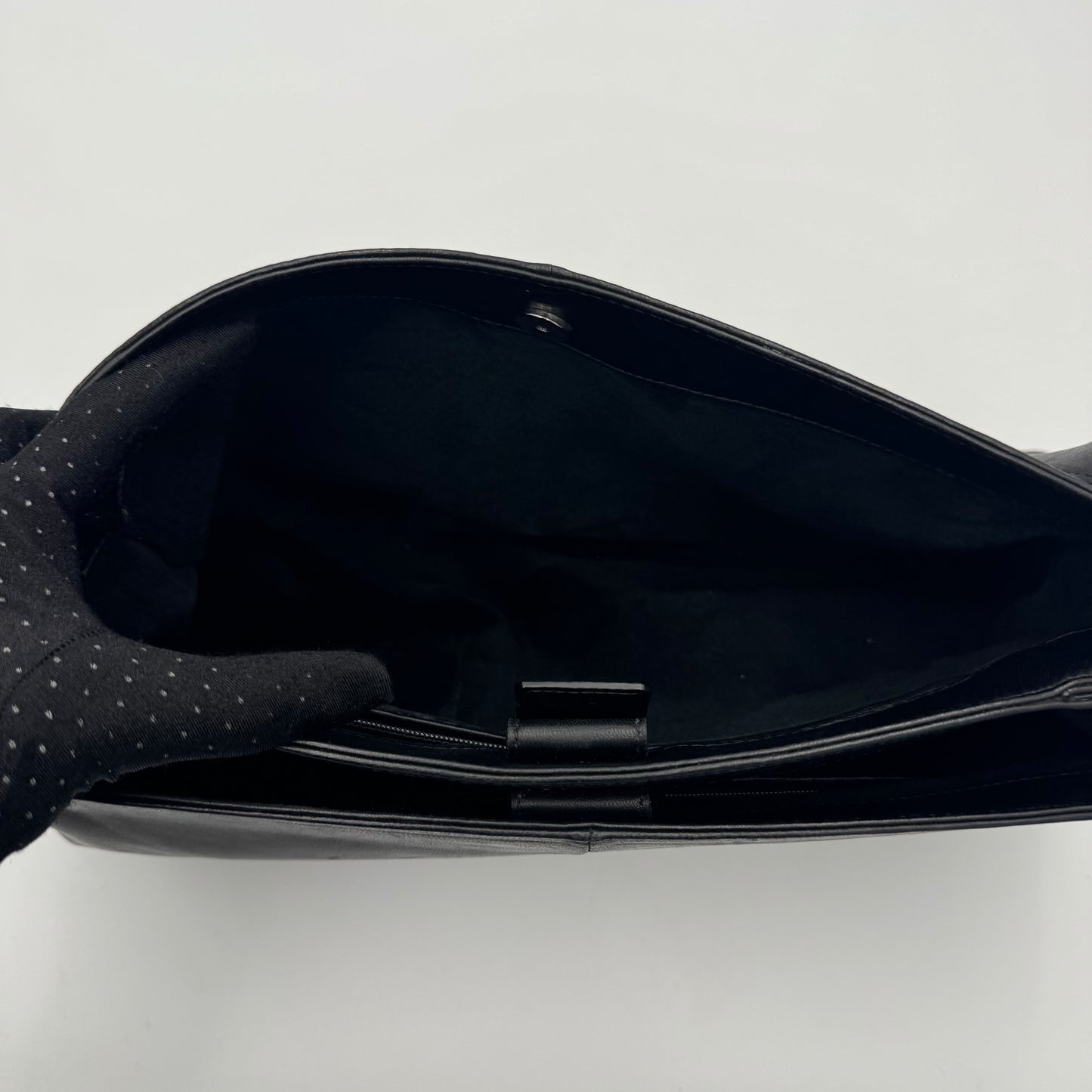 YSL Black Leather Rive Gauche Mombasa SHW