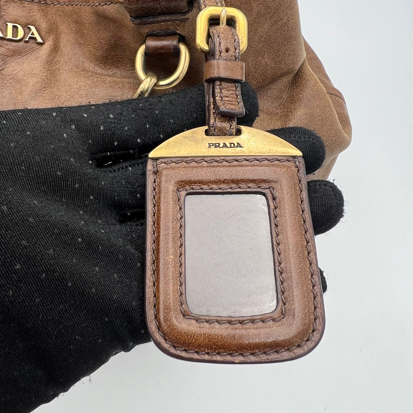 Prada Brown Vitello Shine Two-Way Bag