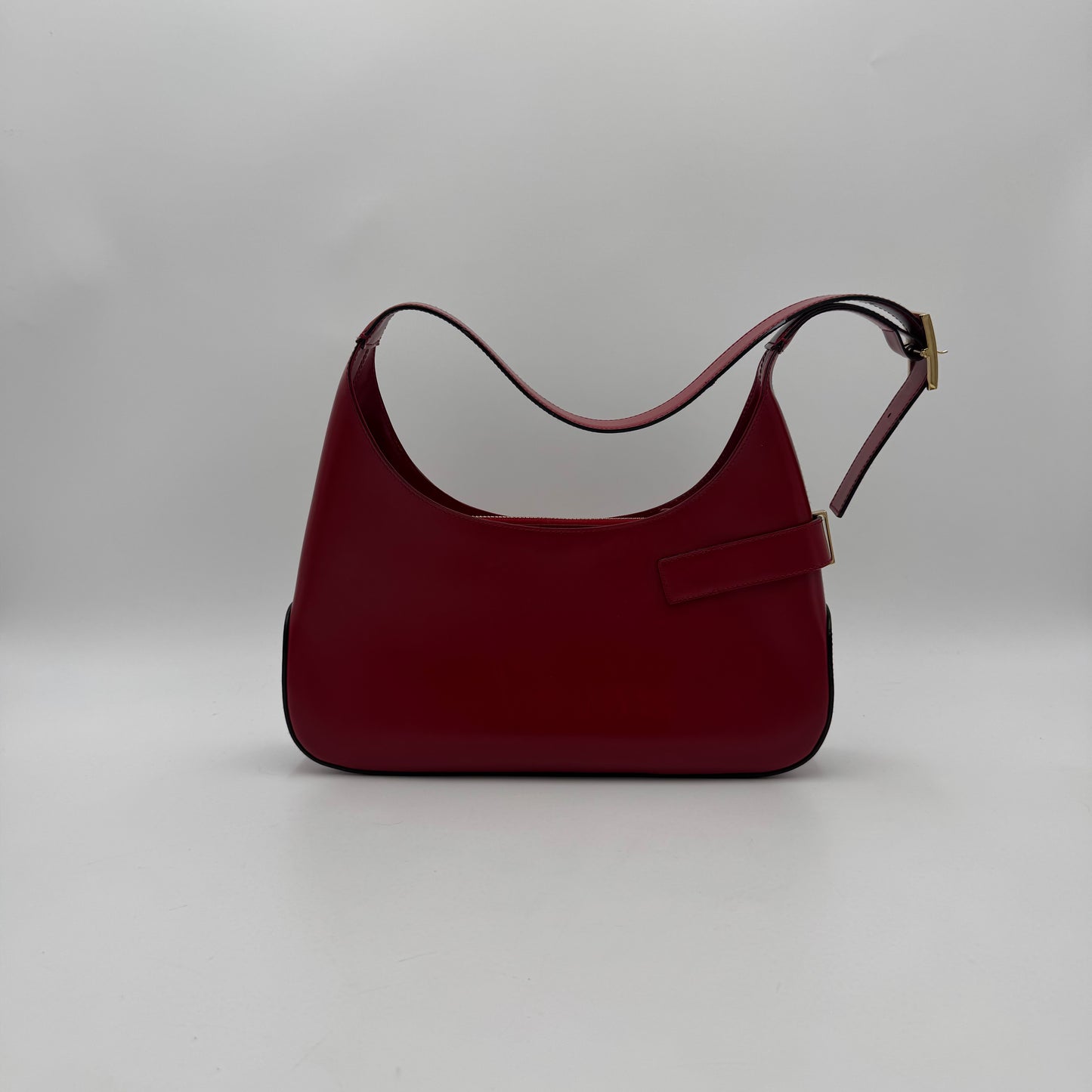 Salvatore Ferragamo Red Leather Gancini Hobo Shoulder Bag GHW