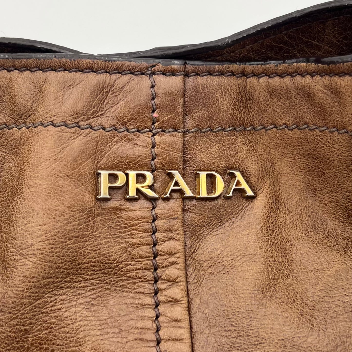 Prada Brown Vitello Shine Two-Way Bag