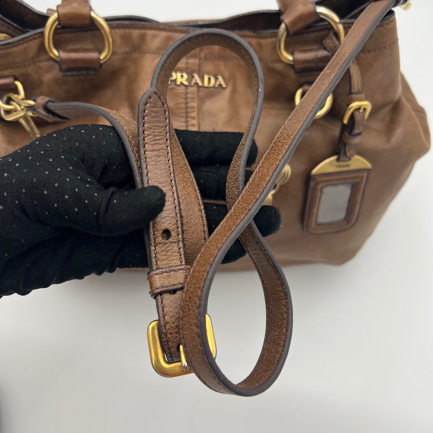 Prada Brown Vitello Shine Two-Way Bag